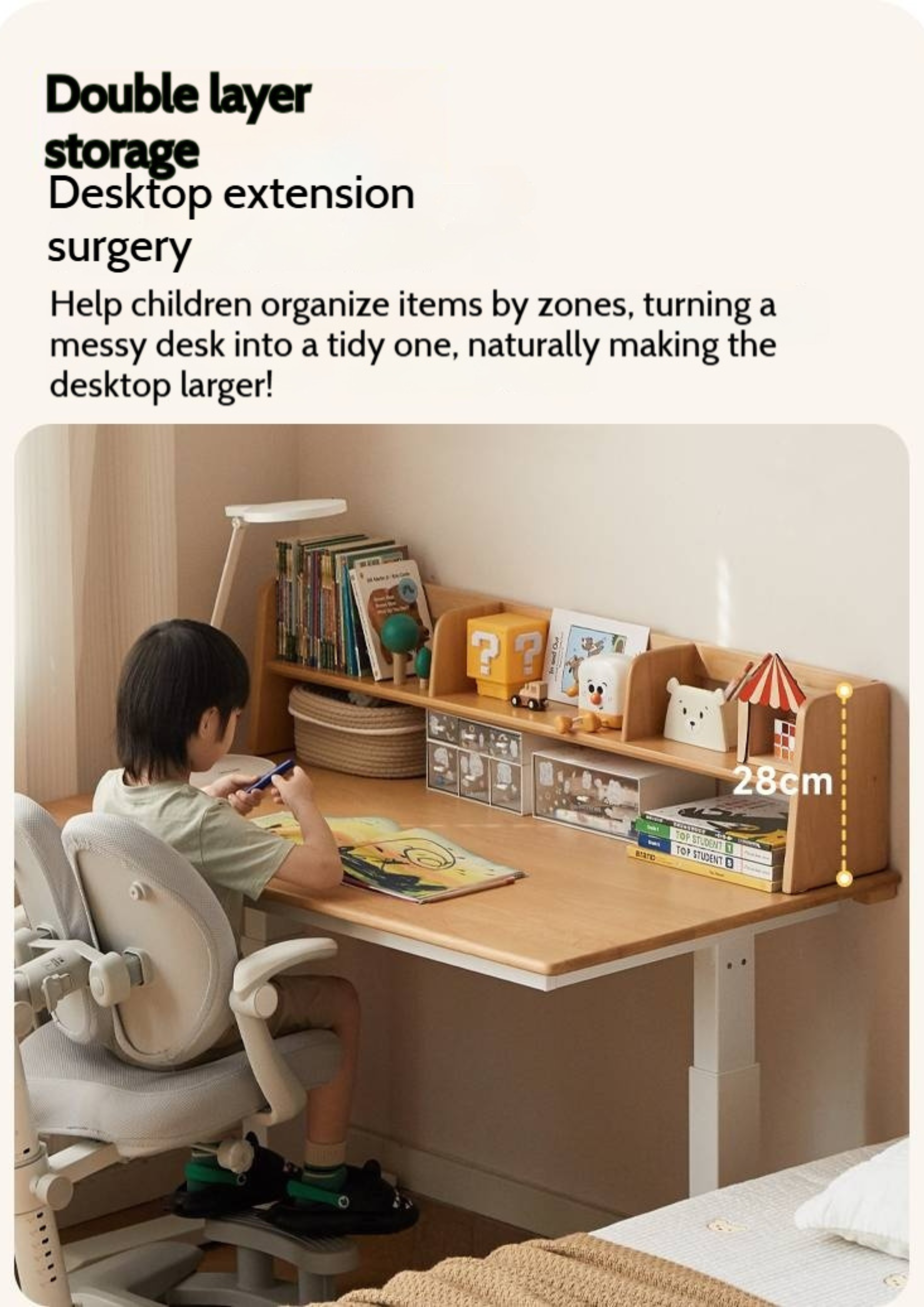 Beech Solid Wood Children's Electric Learning Desk