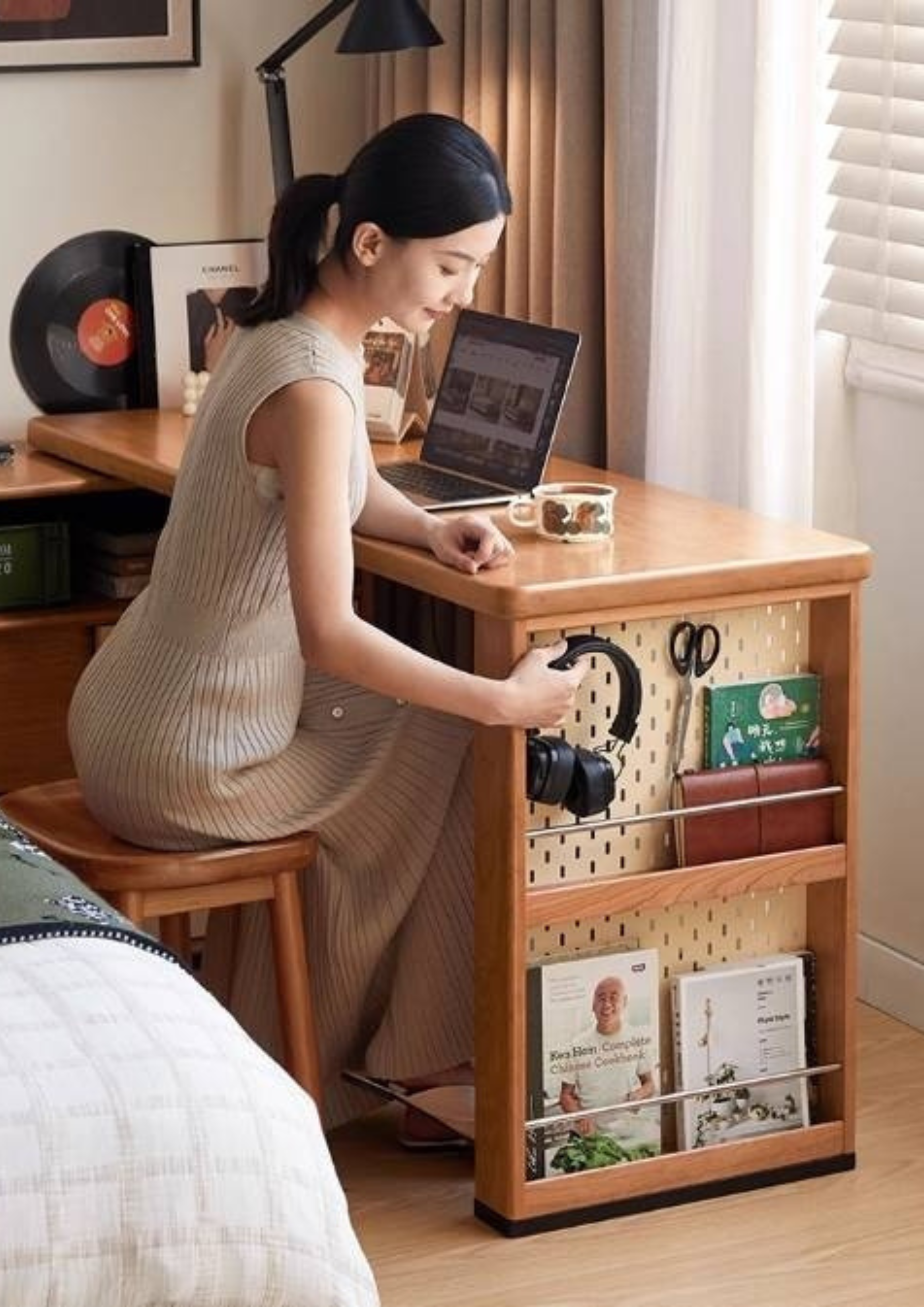 Cherry Solid Wood Vintage Style Office Desk