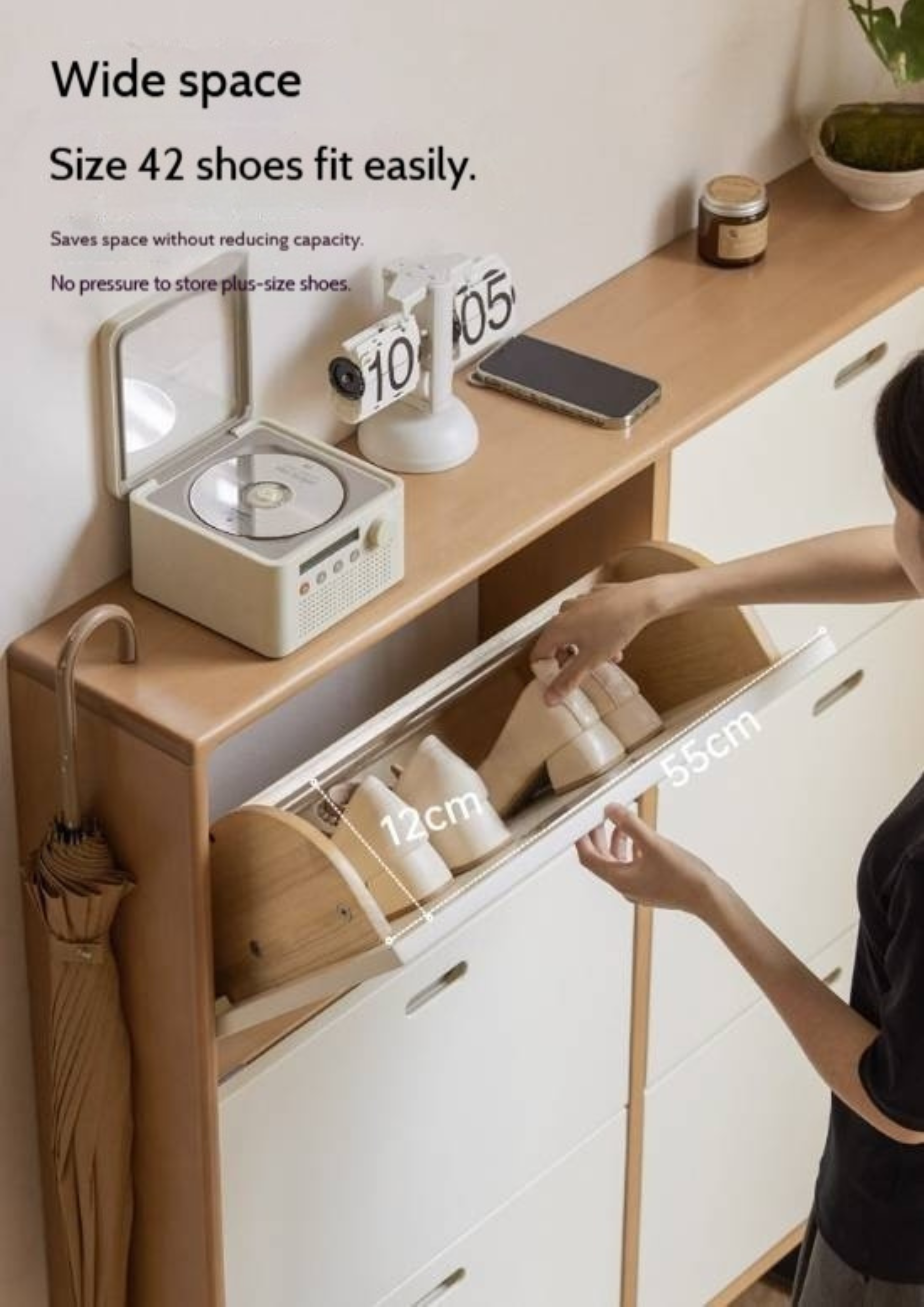 Birch Solid Wood Ultra-Thin Shoe Cabinet