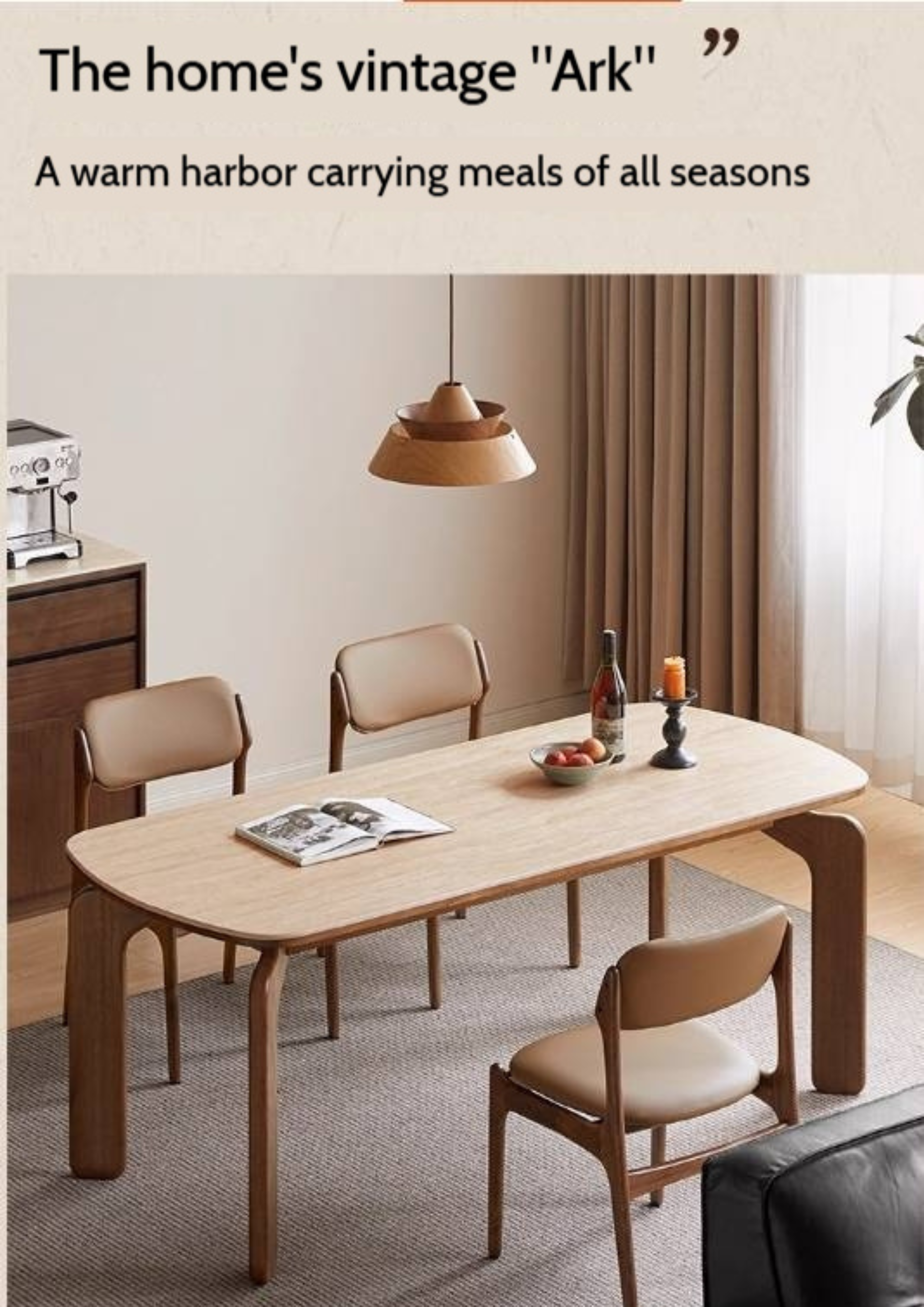 Sandalwood Solid Wood Rock Board Retro Antique Style Dining Table