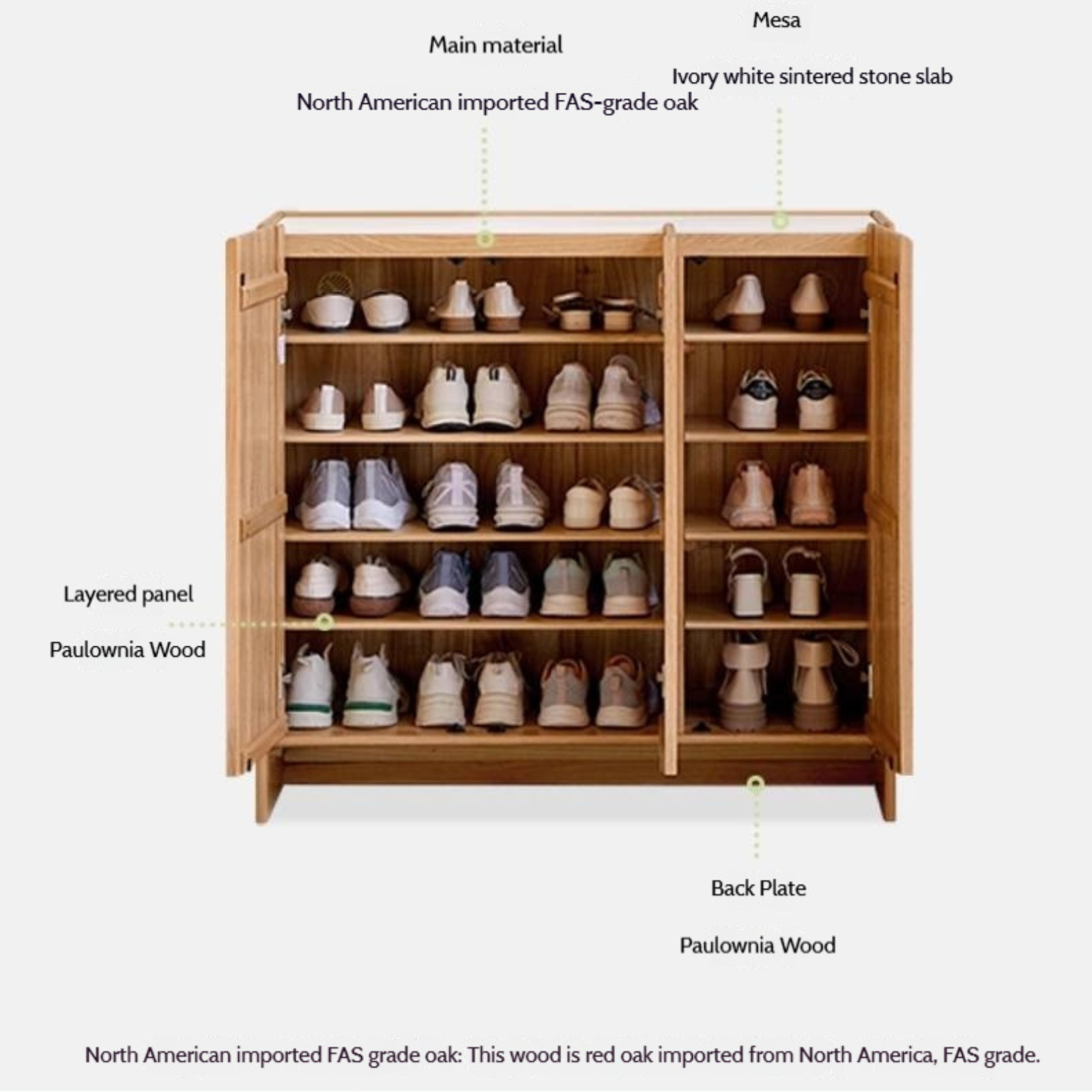 Oak Solid Wood Modern Simple Rock Plate Shoe Cabinet