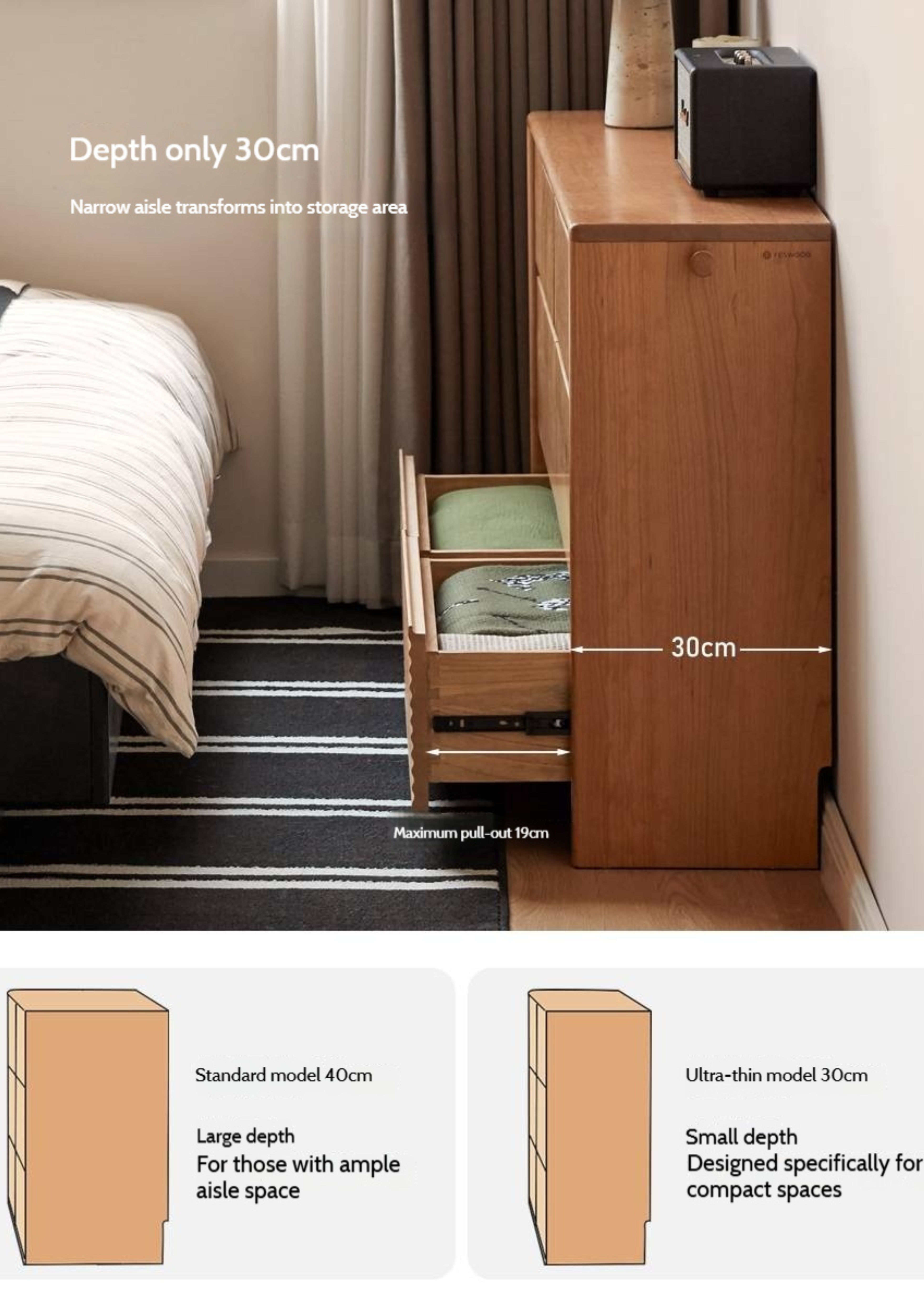 Cherry Solid Wood Retro Six-Drawer Chest