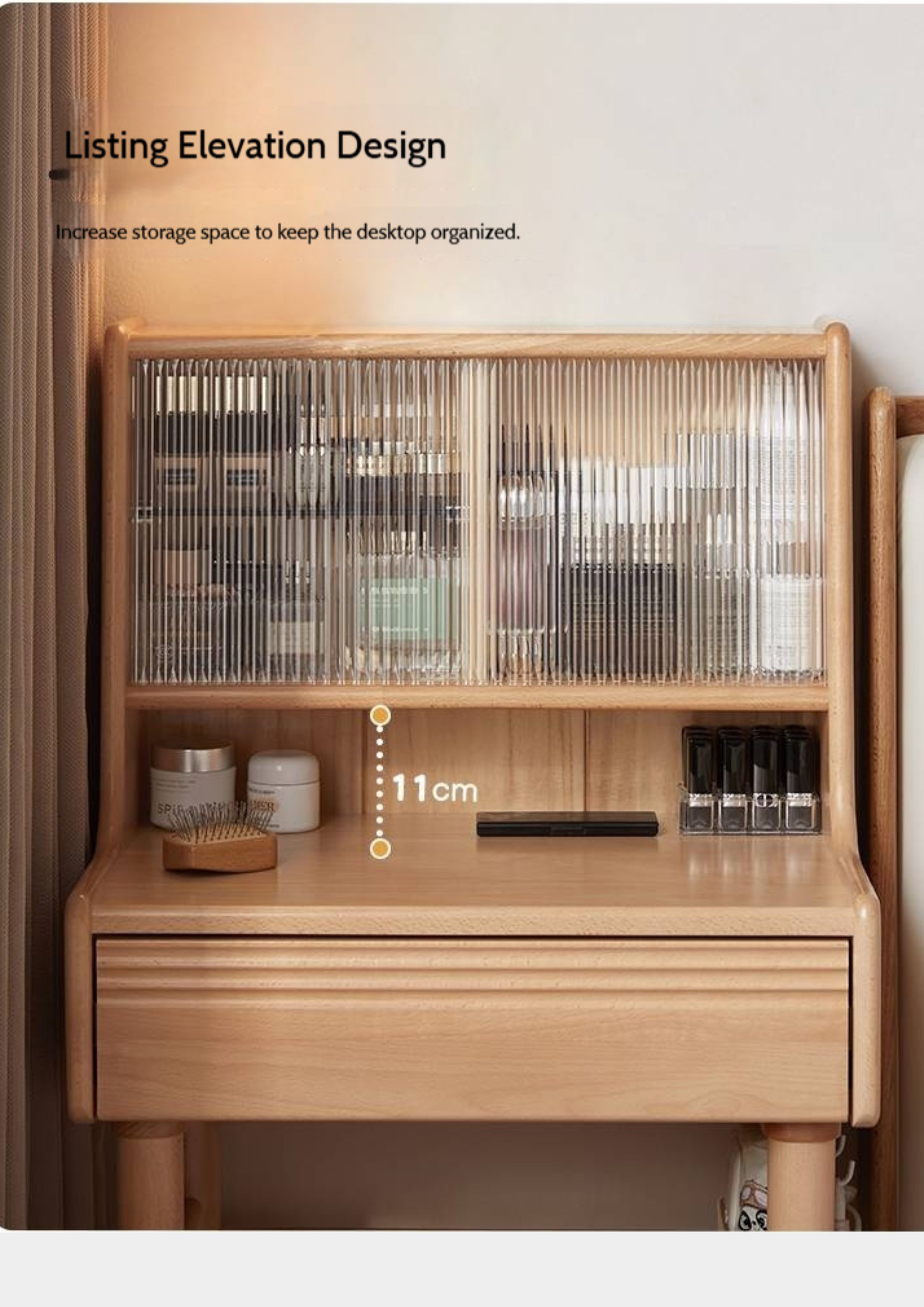 Beech Solid Wood Multifunctional Dressing Table Makeup