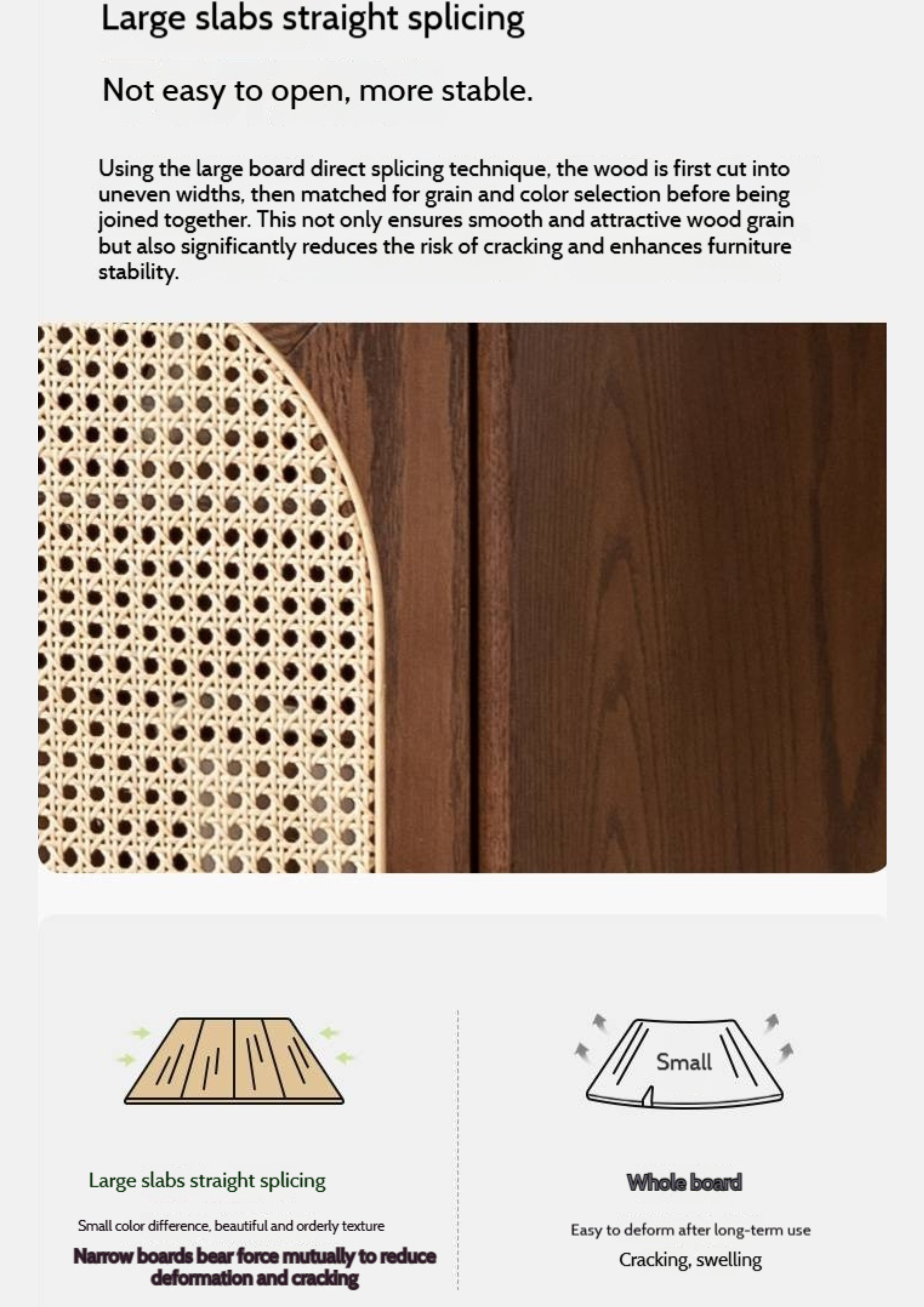 Oak Solid Wood Rattan Wall-Mounted Shoe Cabinet