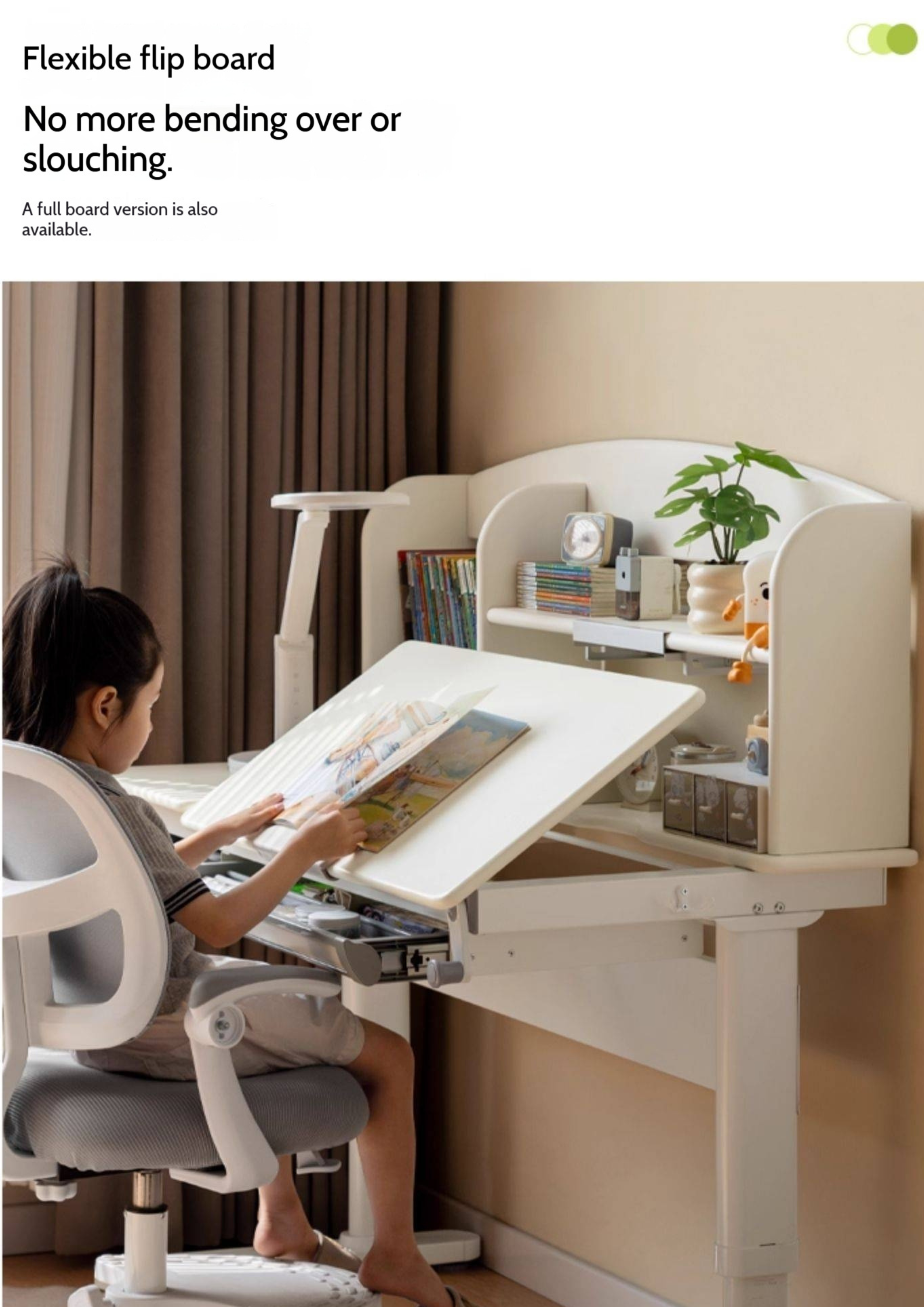 Solid Rubberwood Cream Style Children's Learning Desk