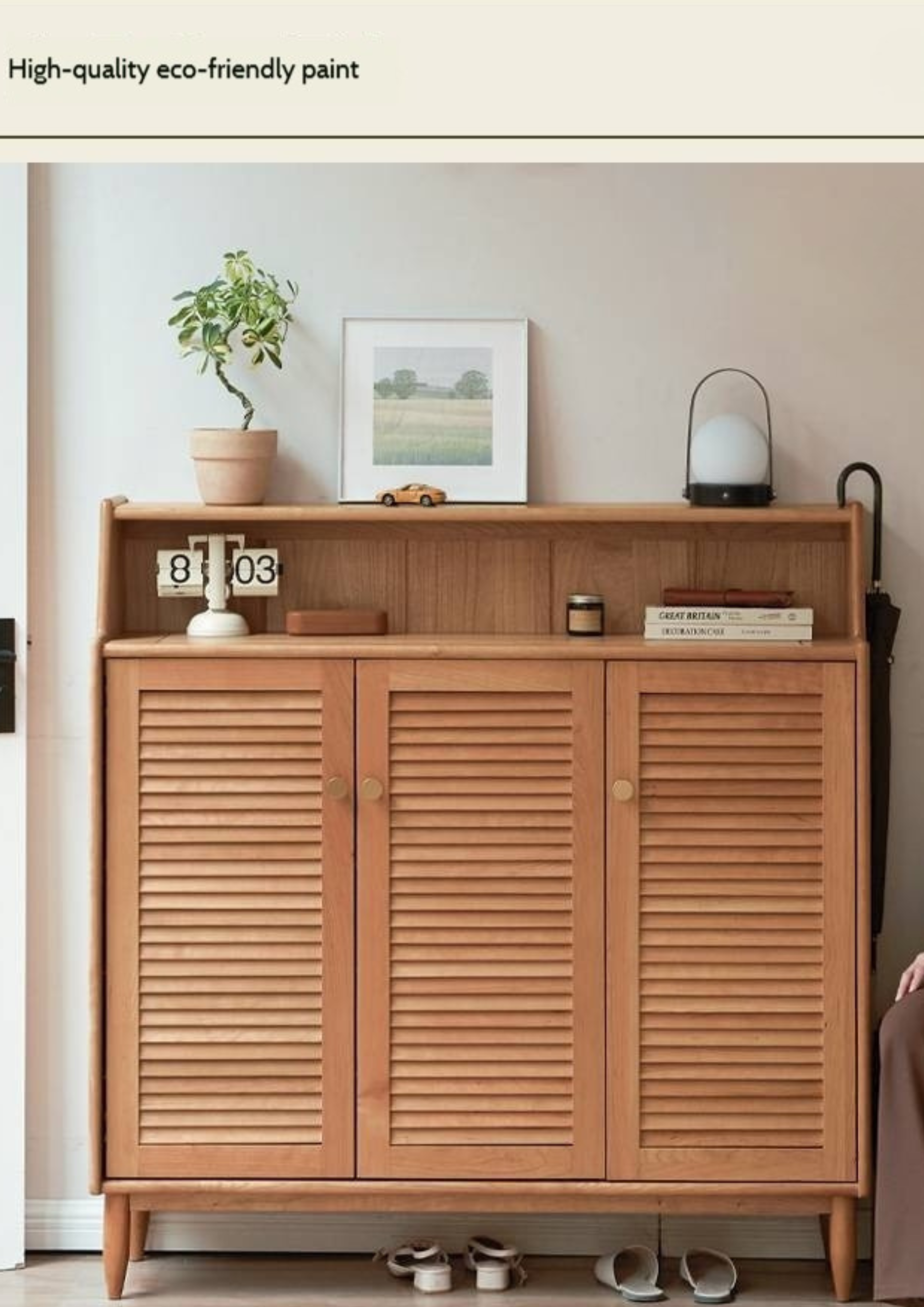 Cherry Solid Wood Entrance Shoe Cabinet