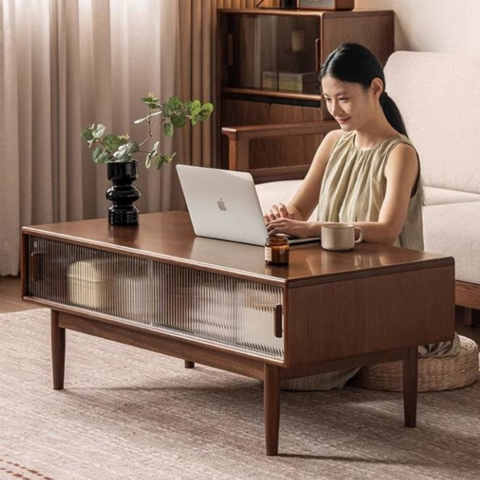 Red Zebrawood Rectangular Coffee Table