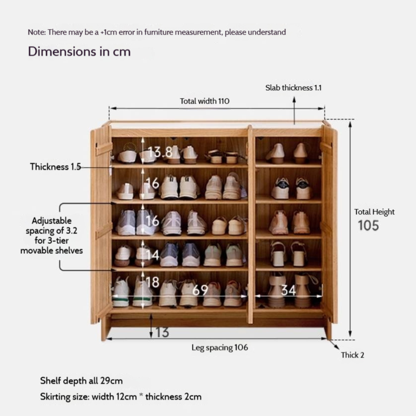 Oak Solid Wood Modern Simple Rock Plate Shoe Cabinet