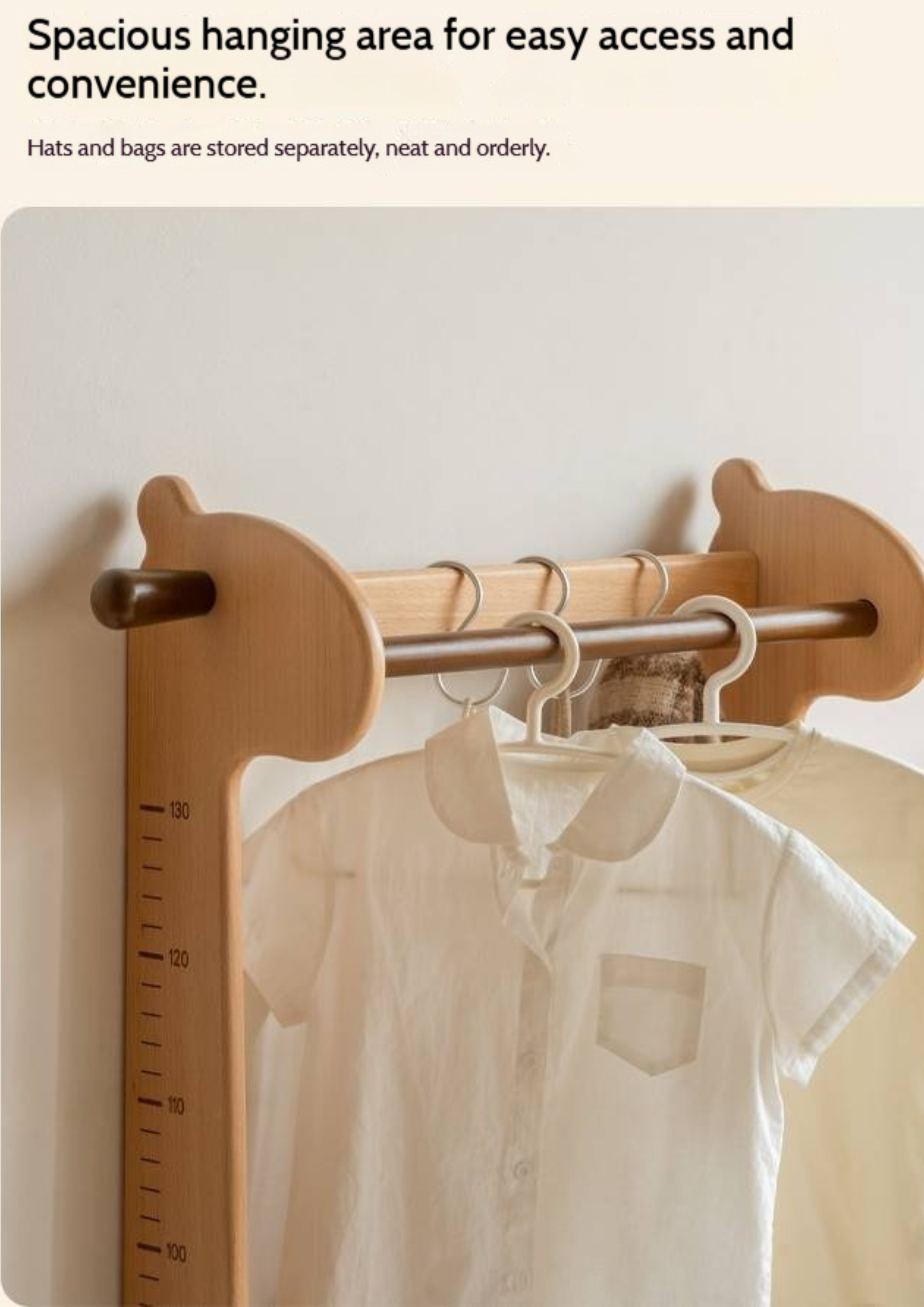 Beech, Solid Rubberwood Children's Clothing Rack