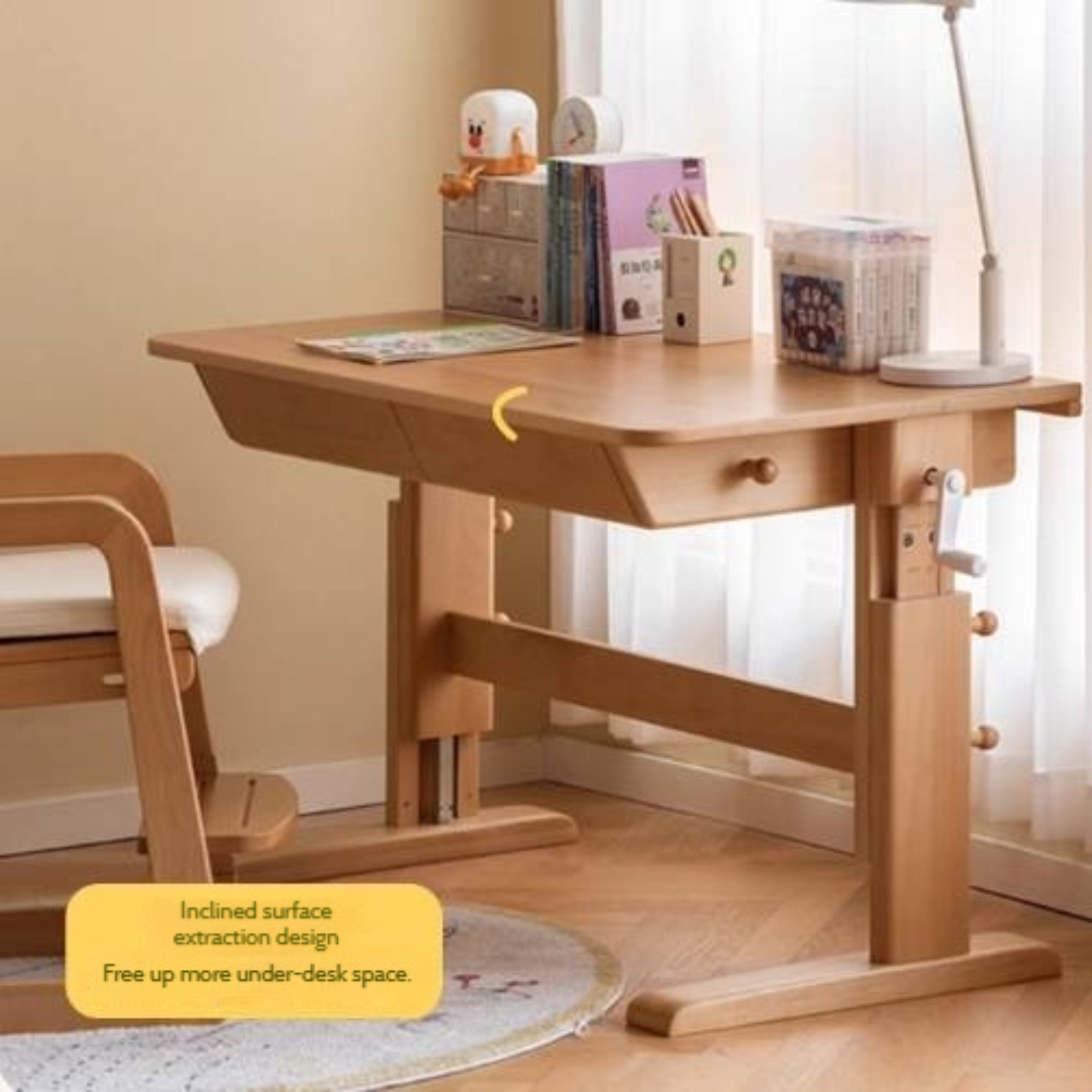 Beech Solid Wood Children's Hand-cranked Height Desk