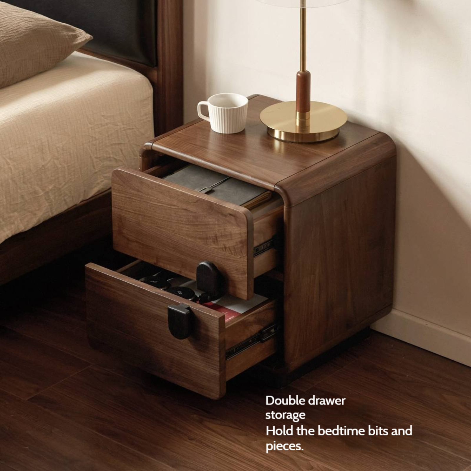 Black Walnut Solid Wood Italian Light Luxury Nightstands