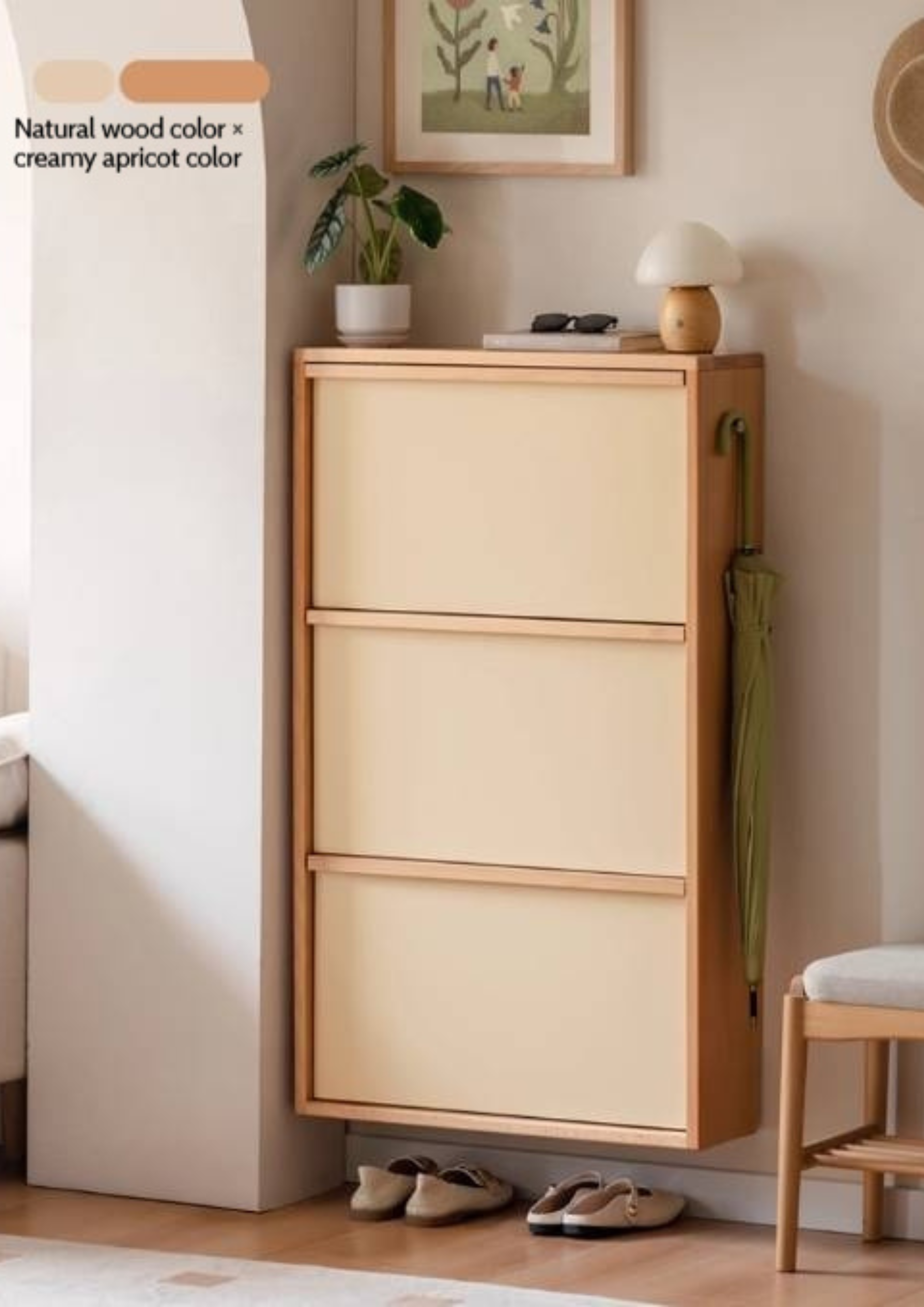 Beech Solid Wood Shoe Cabinet Hallway Cabinet