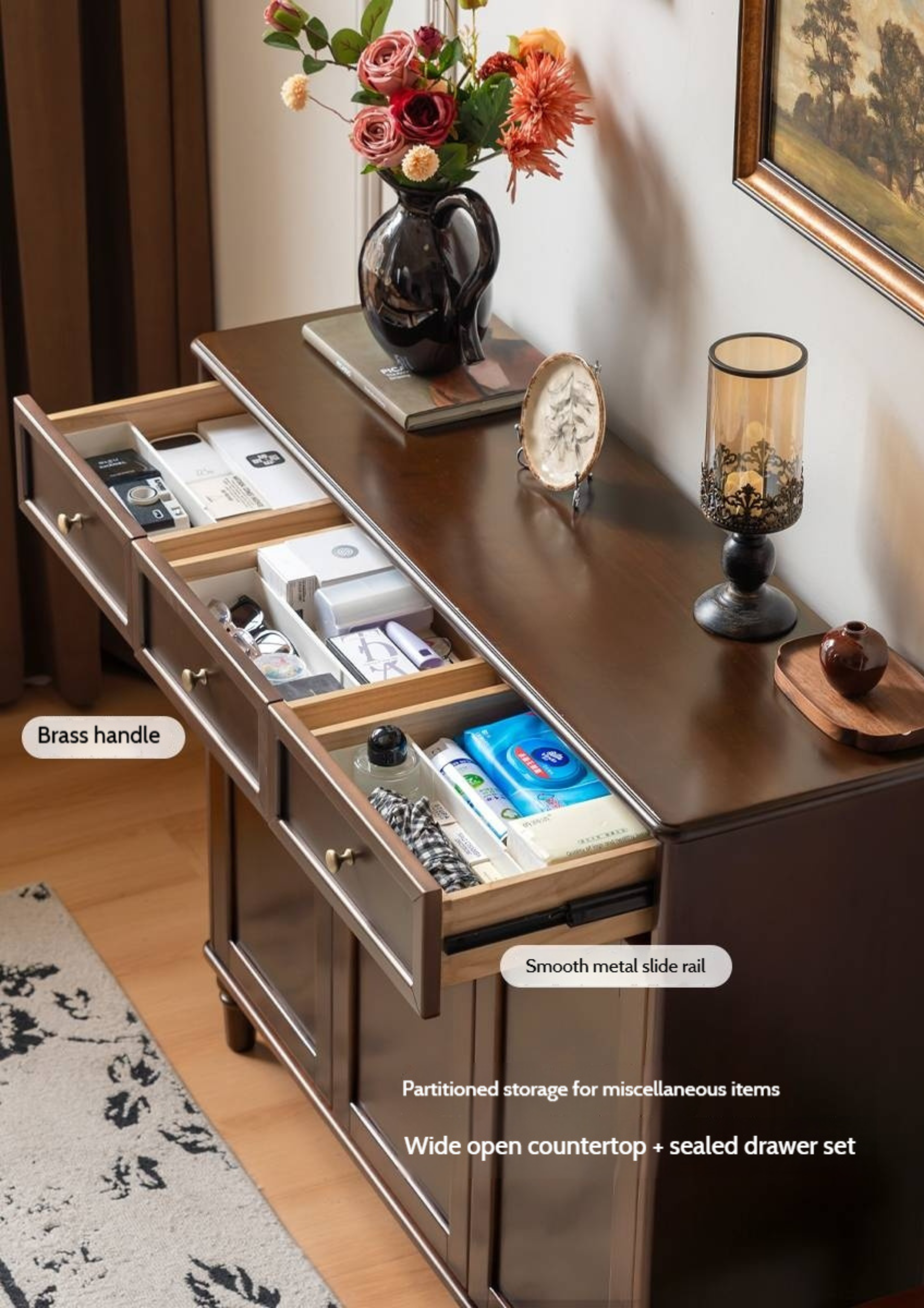 Poplar Solid Wood American Retro Shoe Cabinet