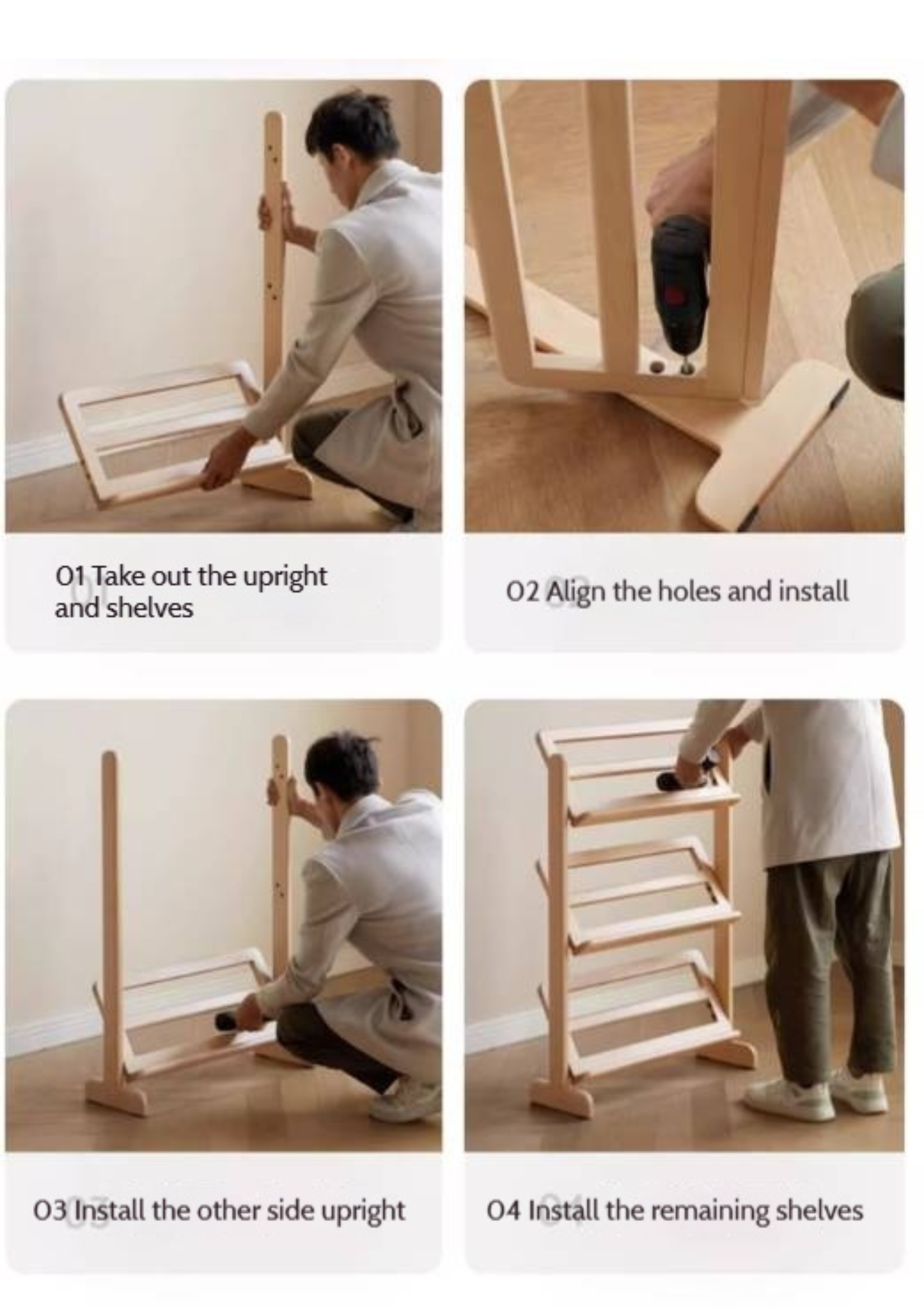 Birch, Beech Solid Wood Multi Layer Ultra Thin Shoe Racks