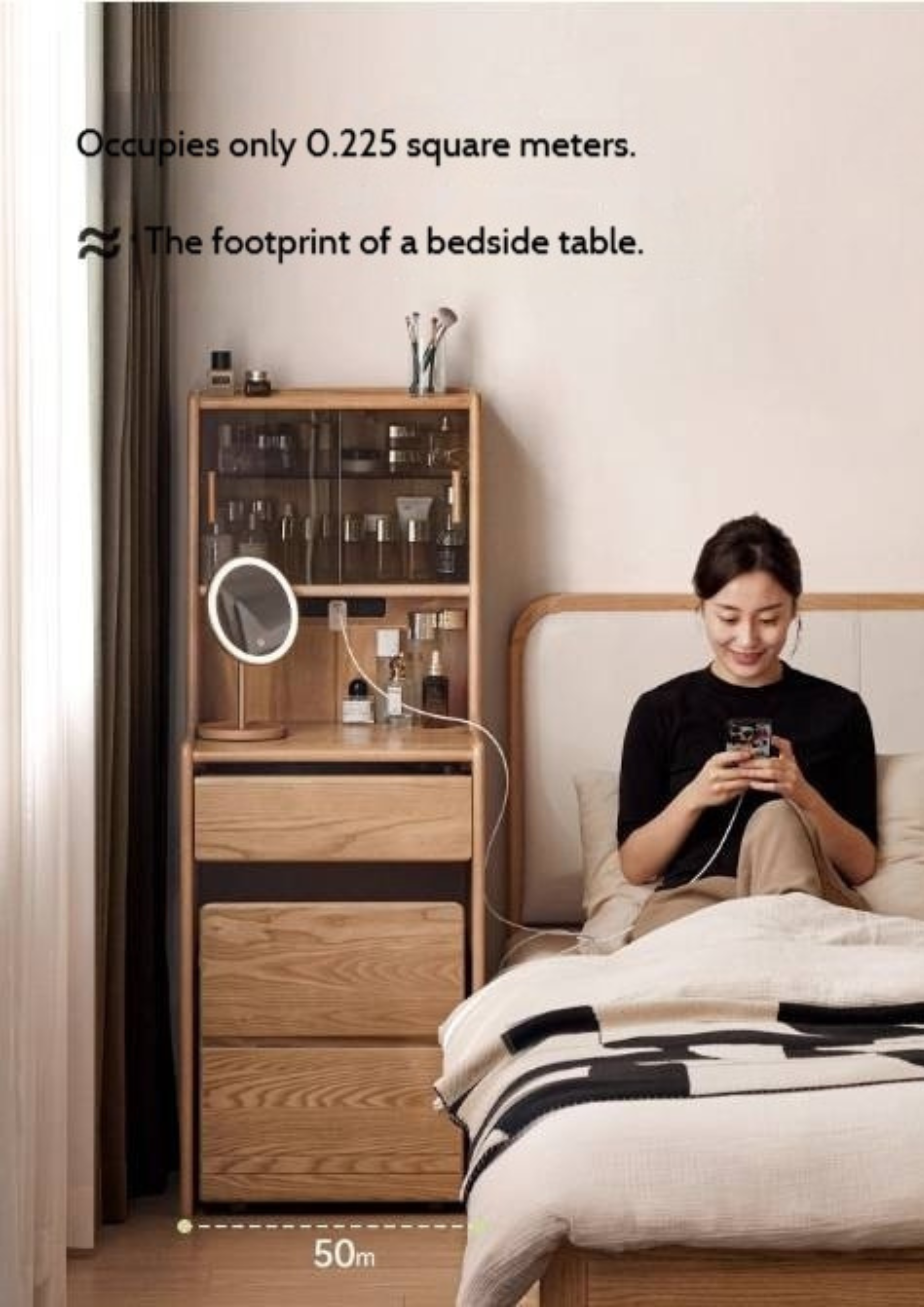 Ash Solid Wood Original Wood Style Multifunctional Dressing Table