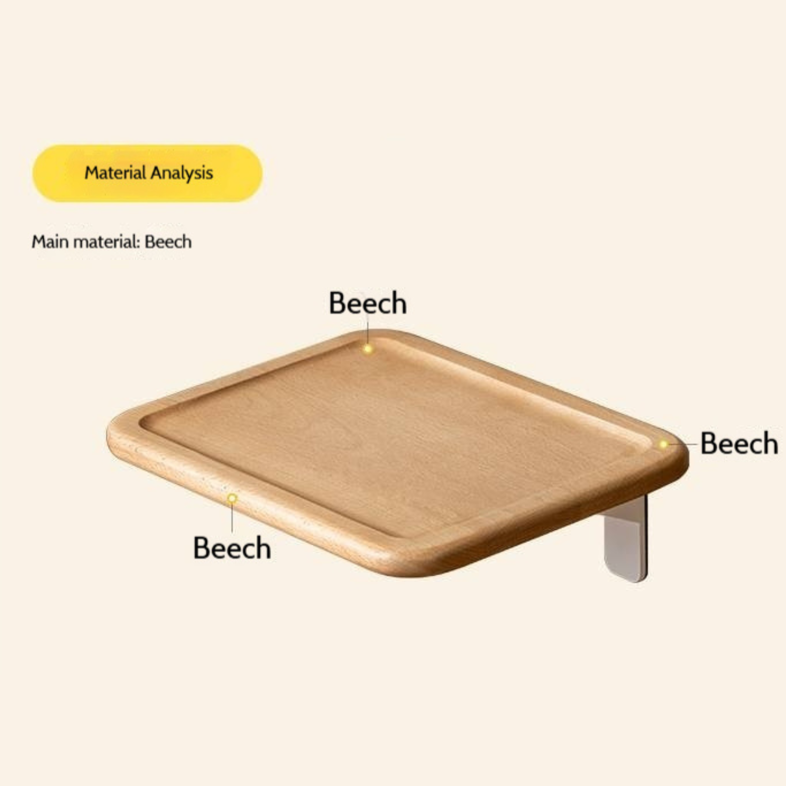 Beech Solid Wood Children's Floating Storage Bedside Shelf