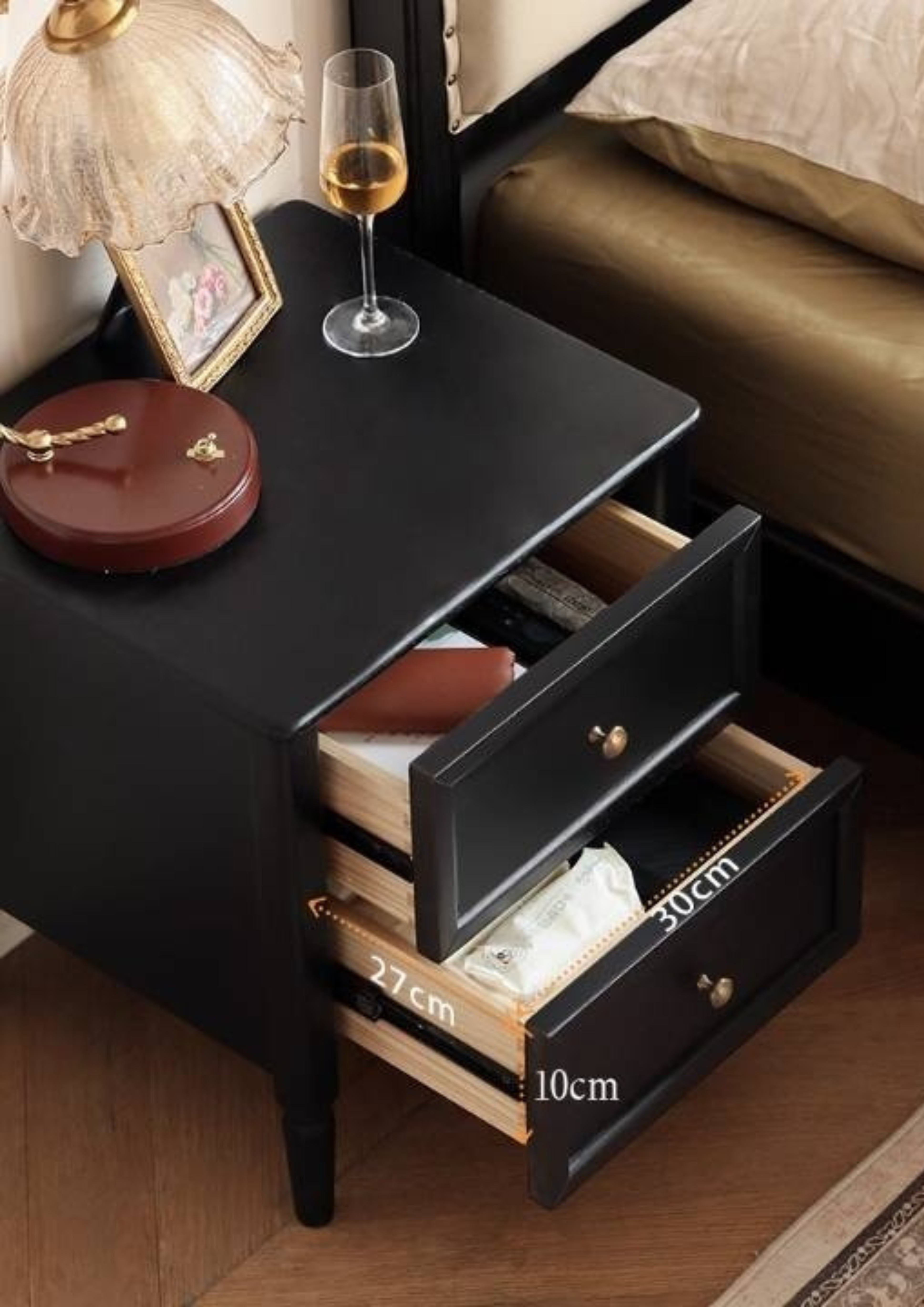 Solid Rubberwood Retro Style, American Style Nightstand