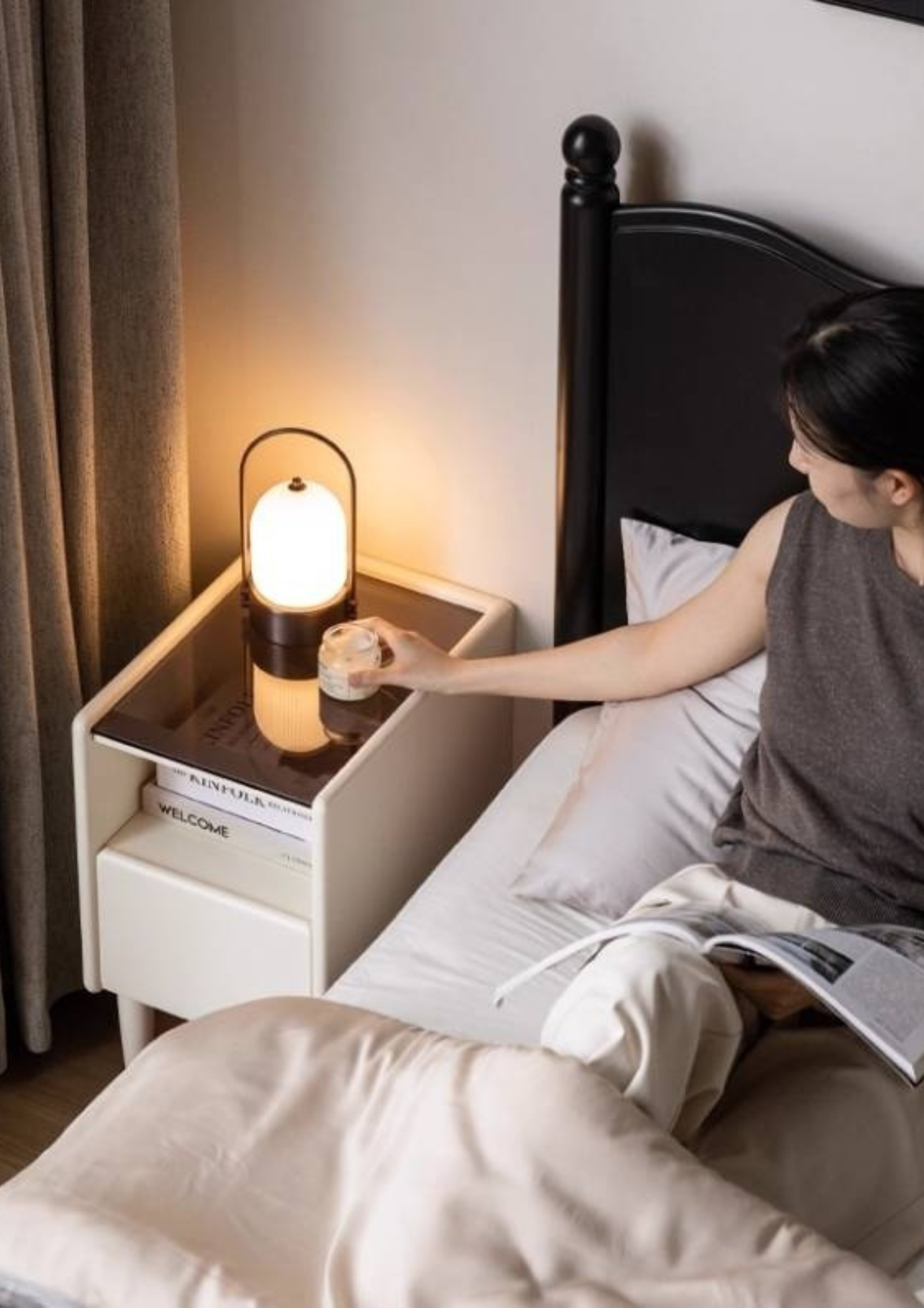 Solid Rubberwood Modern Nightstand