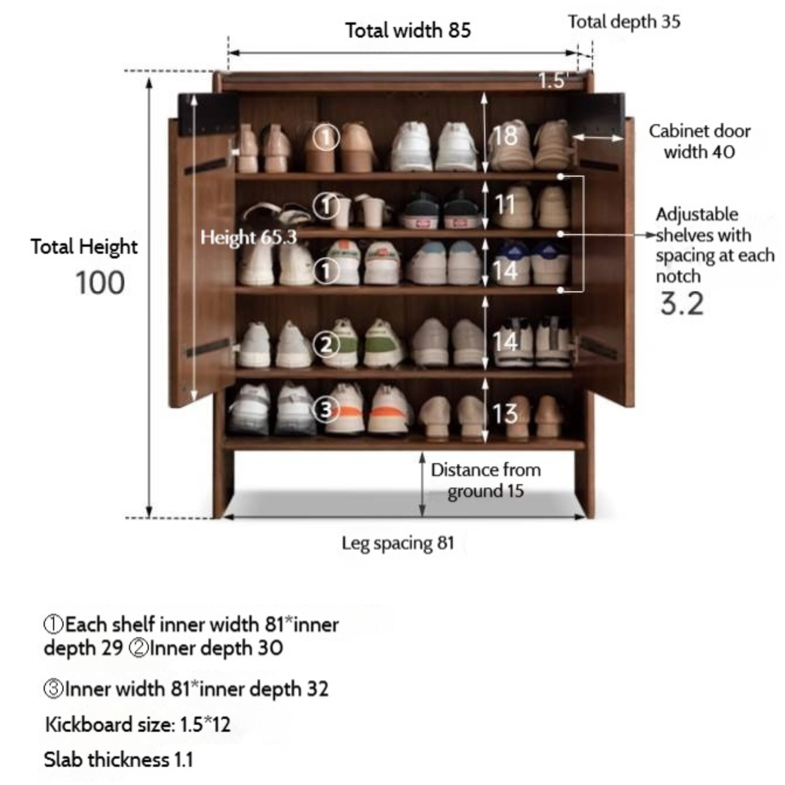 Oak Solid Wood Modern Rock Board Shoe Cabinet