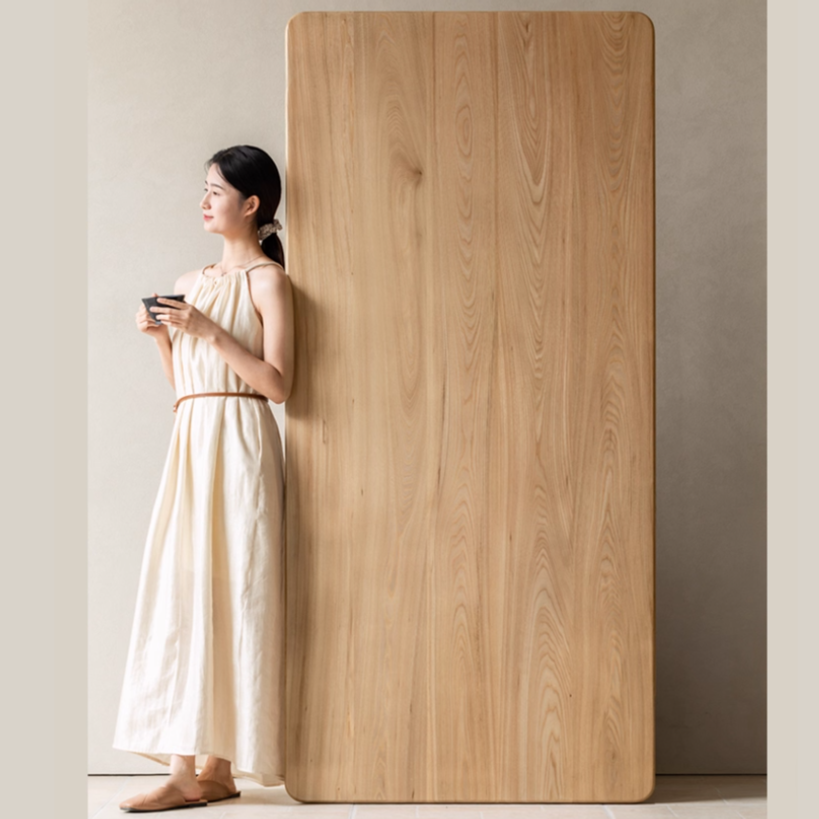 Ash, Oak, Elm Solid Wood Wabi Sabi Style Dining Table