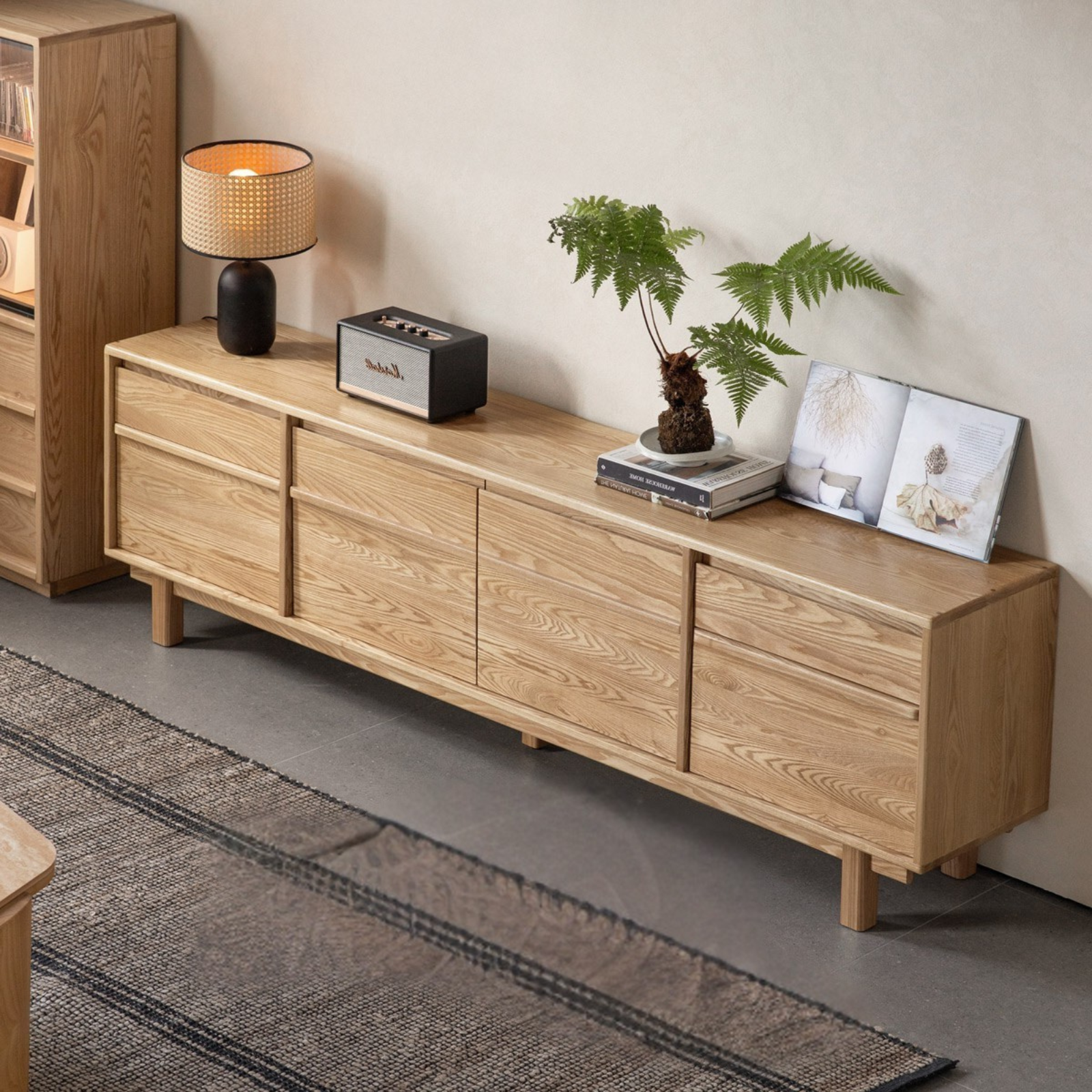 Ash Solid Wood Wabi-Sabi Style TV Cabinet