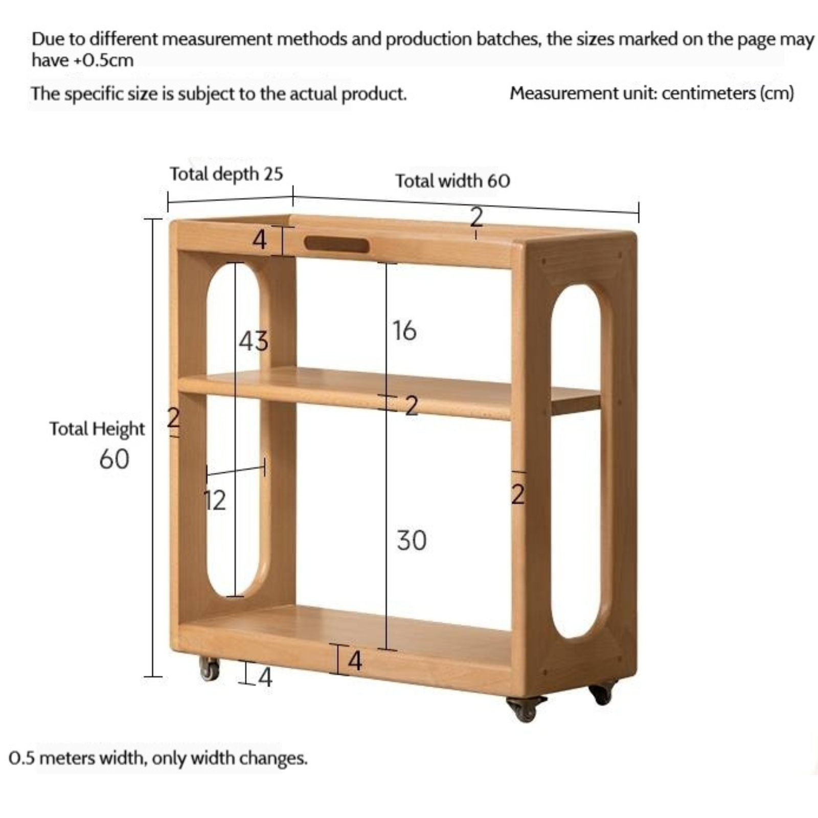 Beech Solid Wood Movable Children's Montessori Under-Table Bookshelf with Wheels