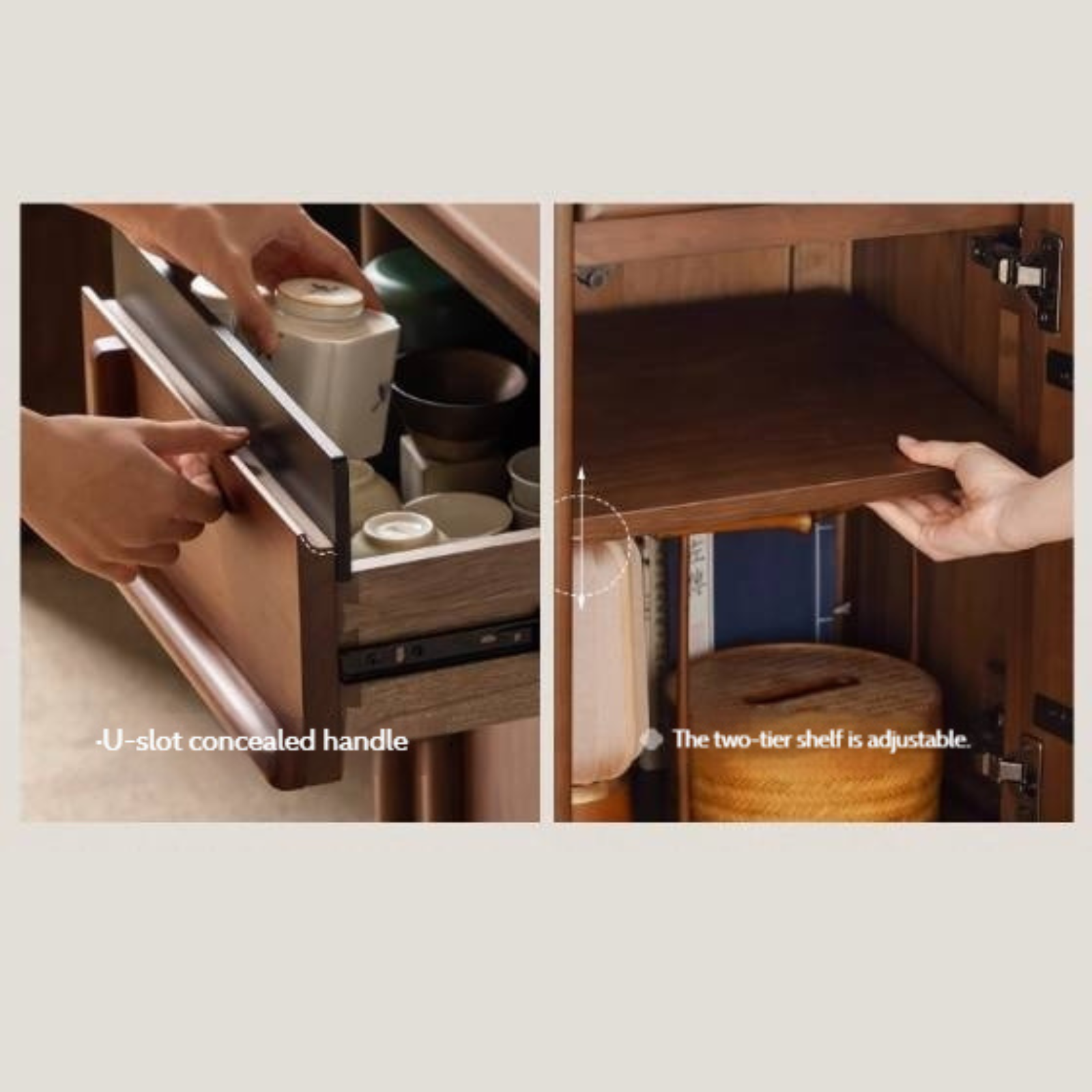 Black Walnut Solid Wood Rectangular Tea Table with Tea Tray