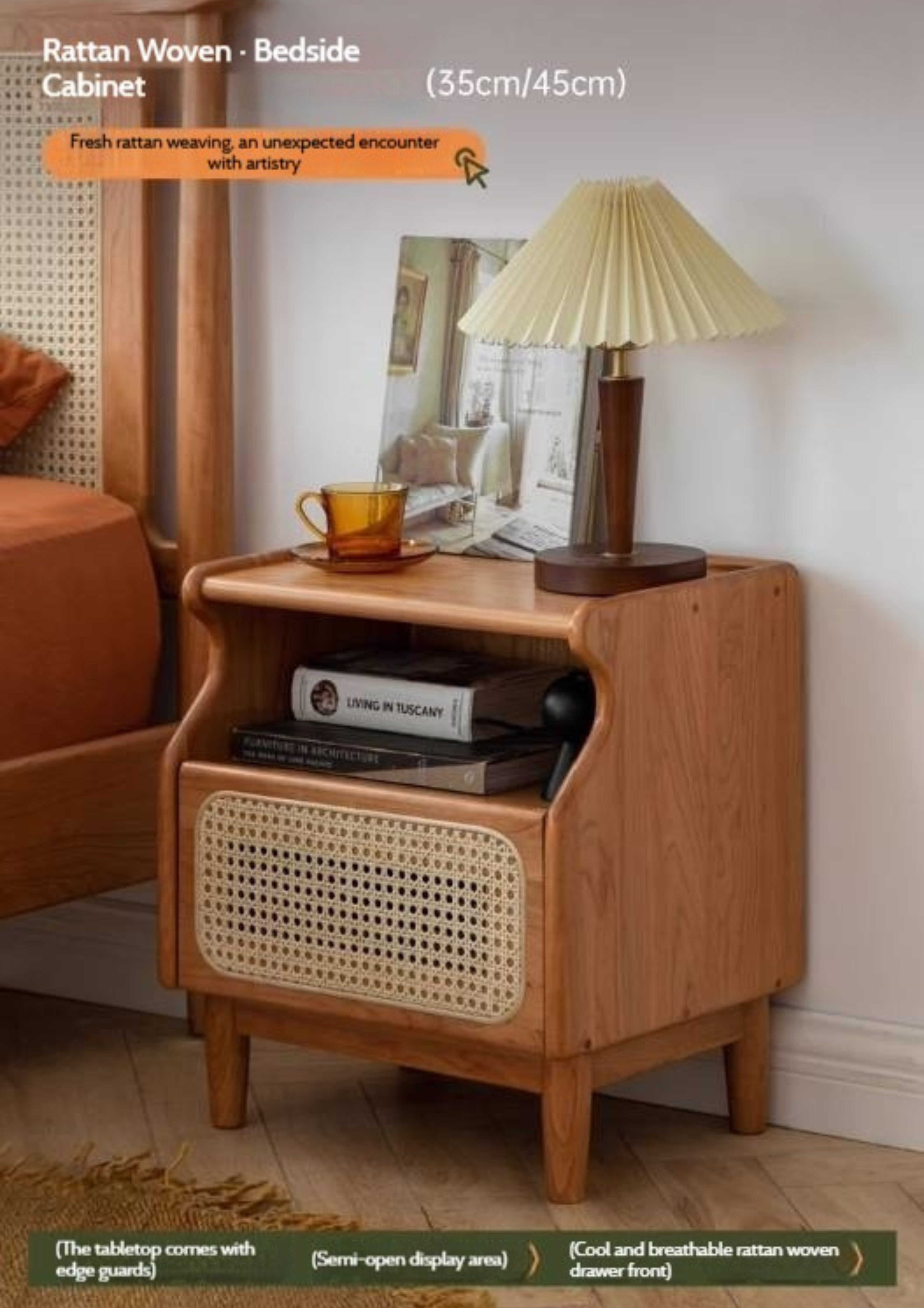 Cherry Solid Wood Retro Nightstand