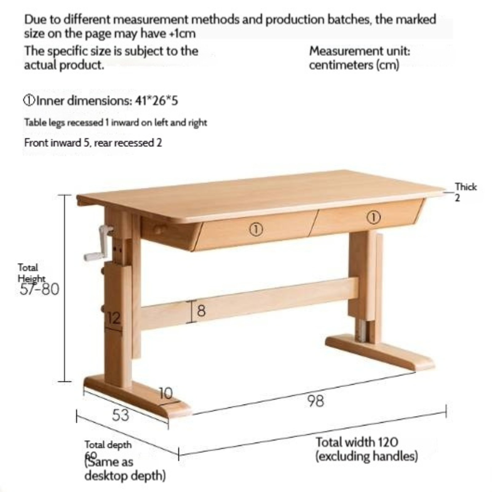 Beech Solid Wood Children's Hand-cranked Height Desk