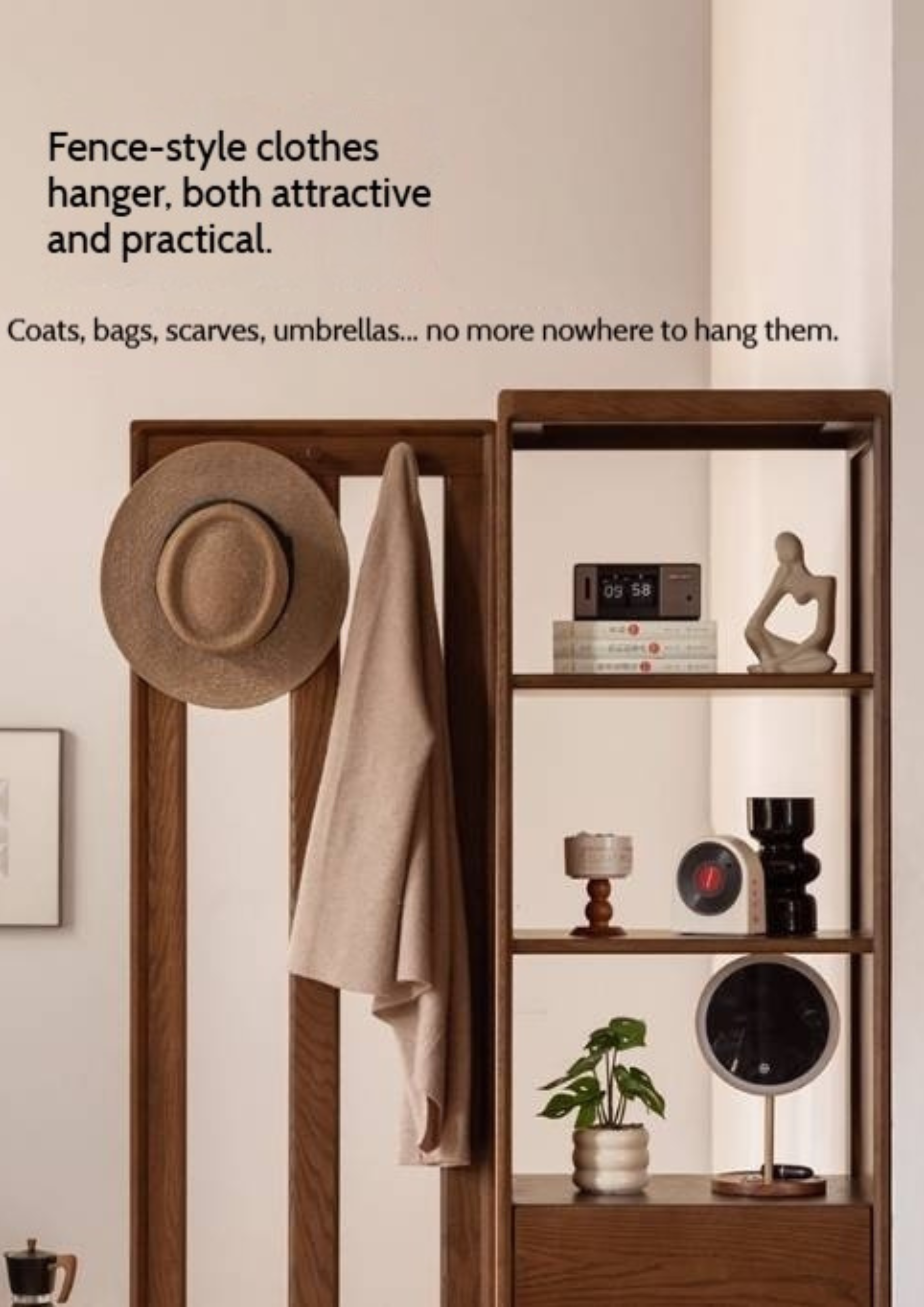 Oak Solid Wood Porch Cabinet Shoe Cabinet Integrated