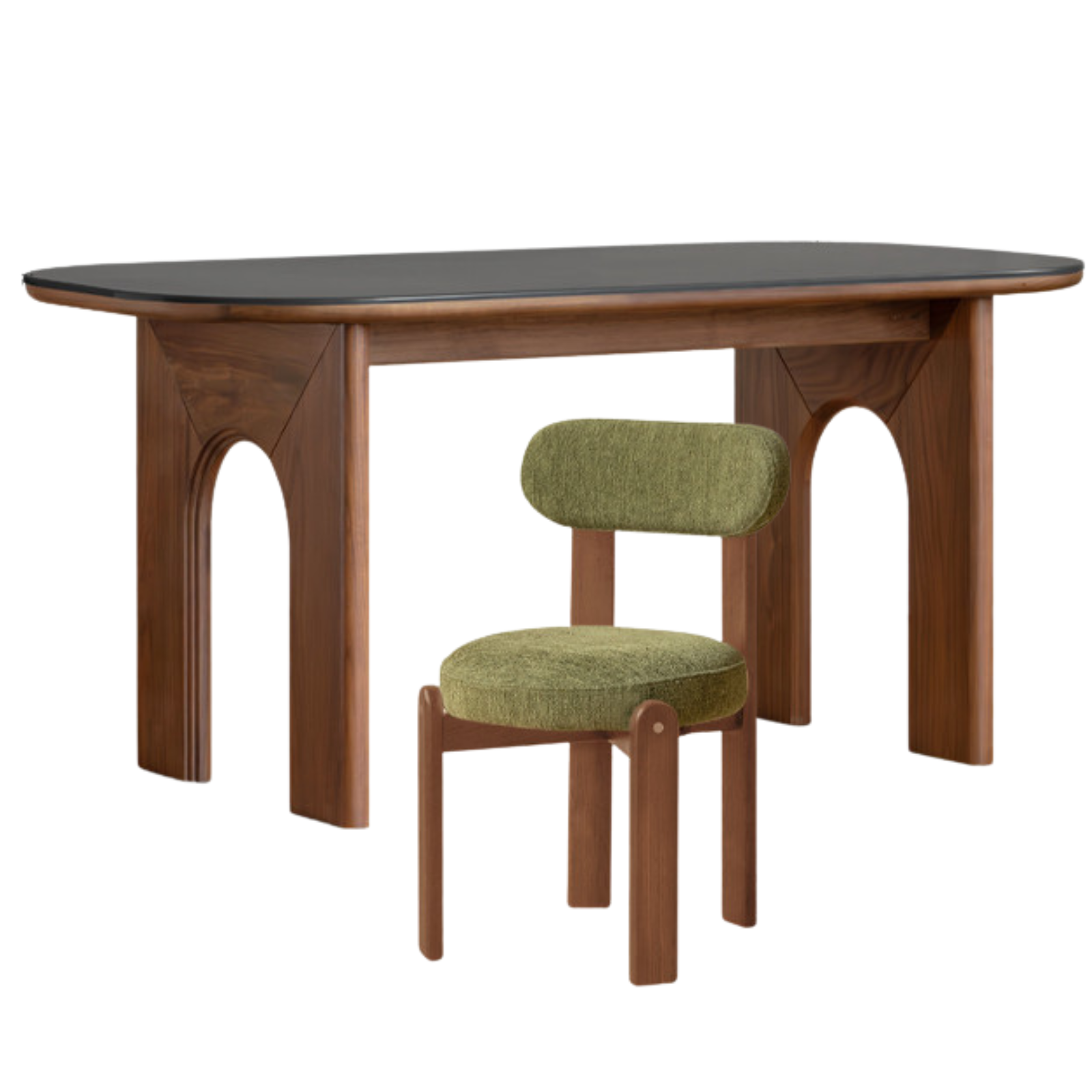 Black Walnut, Oak Solid Wood French Retro Style Dining Table