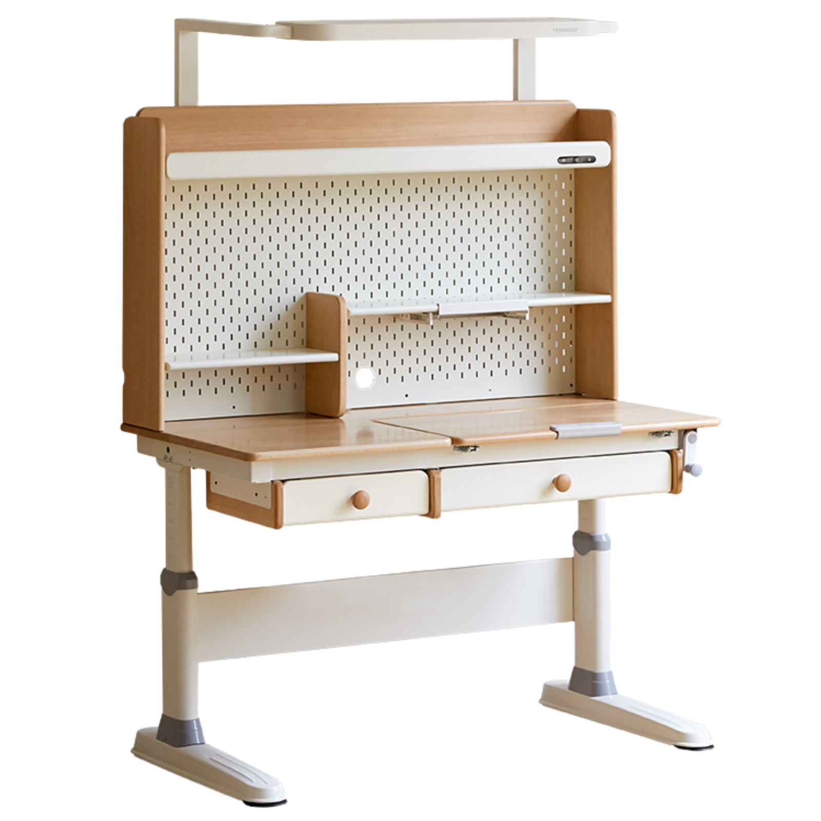 Beech Solid Wood Height Adjustable Children's Learning Desk with Eye-Protection Lamp