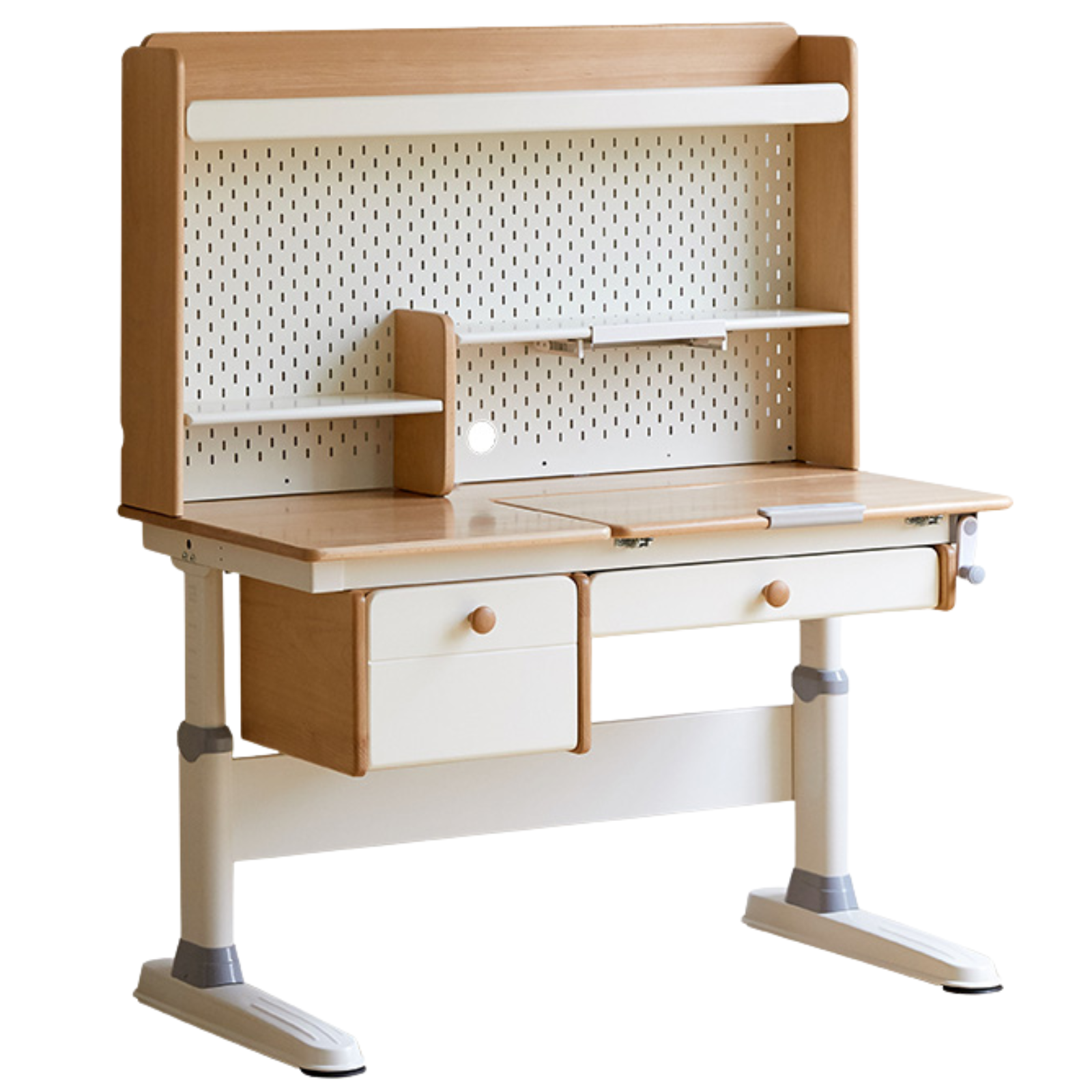 Beech Solid Wood Height Adjustable Children's Learning Desk with Eye-Protection Lamp