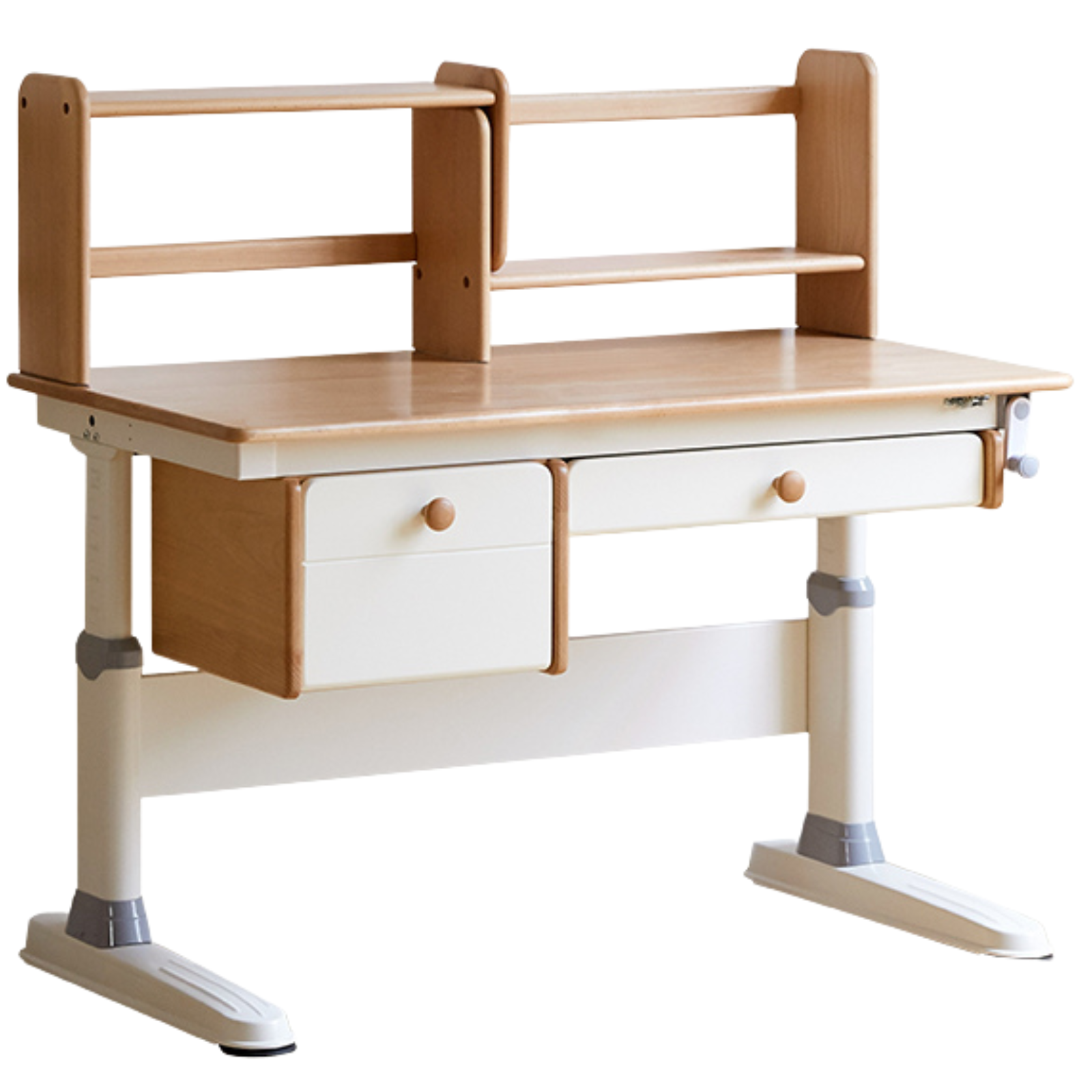 Beech Solid Wood Height Adjustable Children's Learning Desk with Eye-Protection Lamp