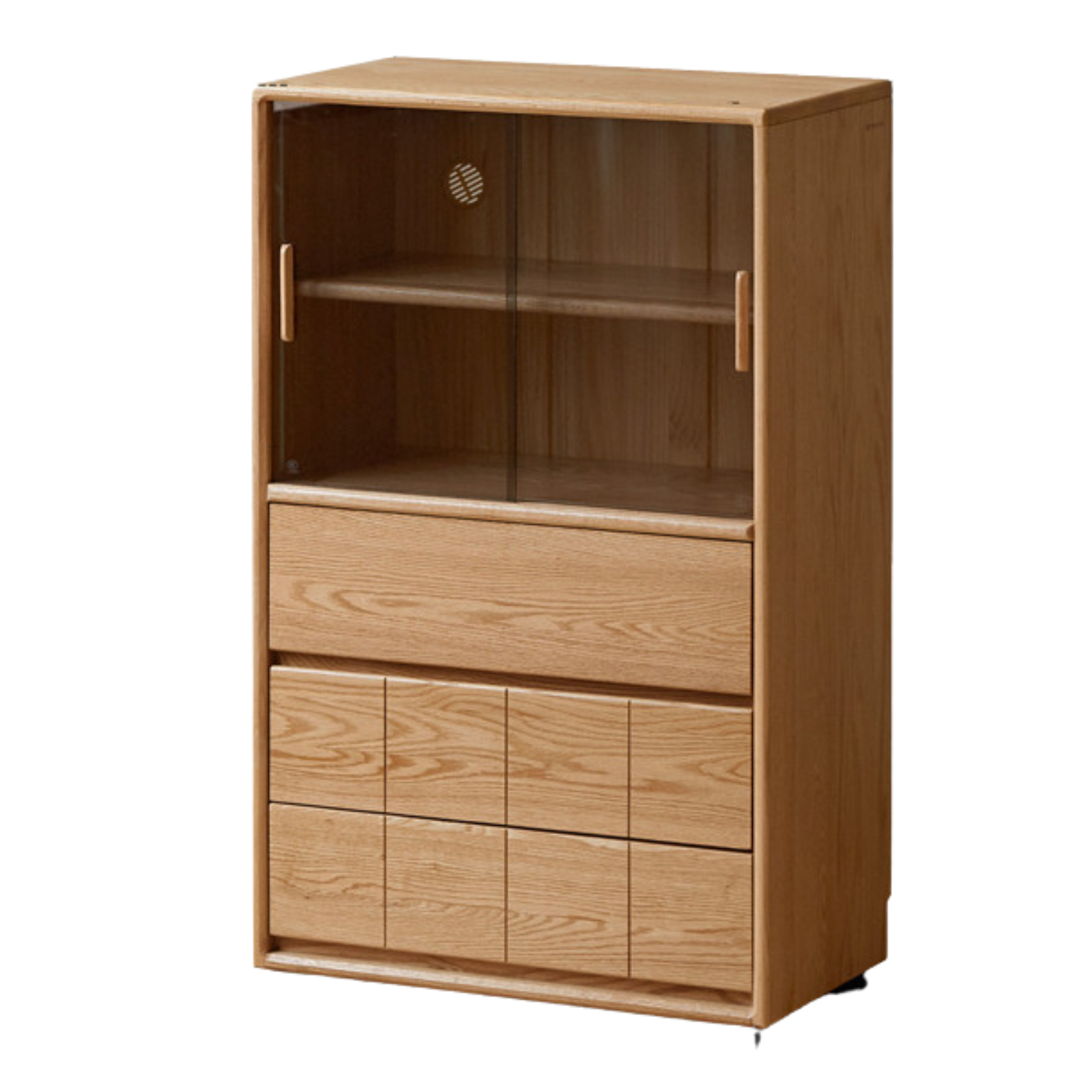 Oak Solid Wood Modern Side Cabinet with Light