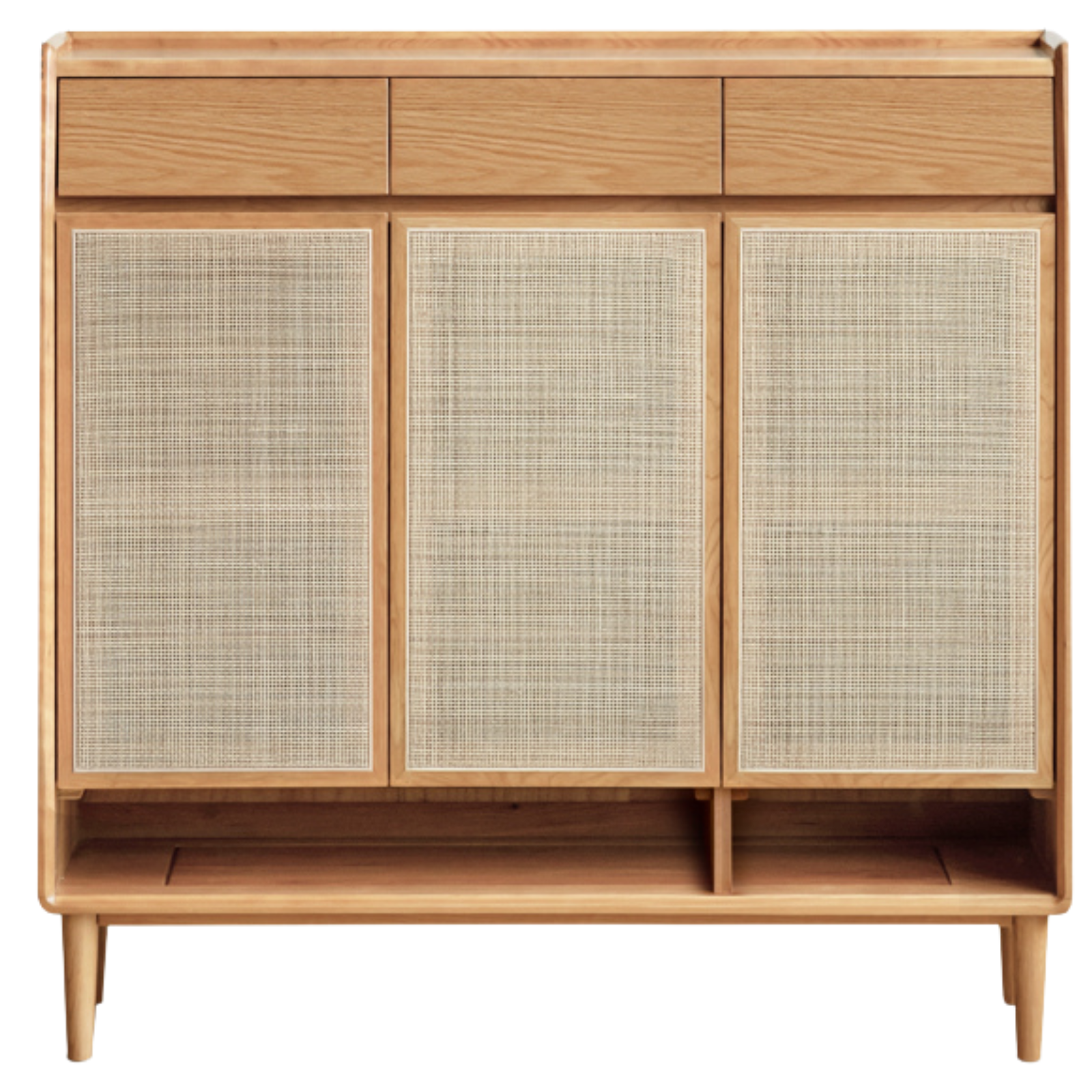Сherry, Oak Solid Wood Rattan Locker Shoe Cabinet
