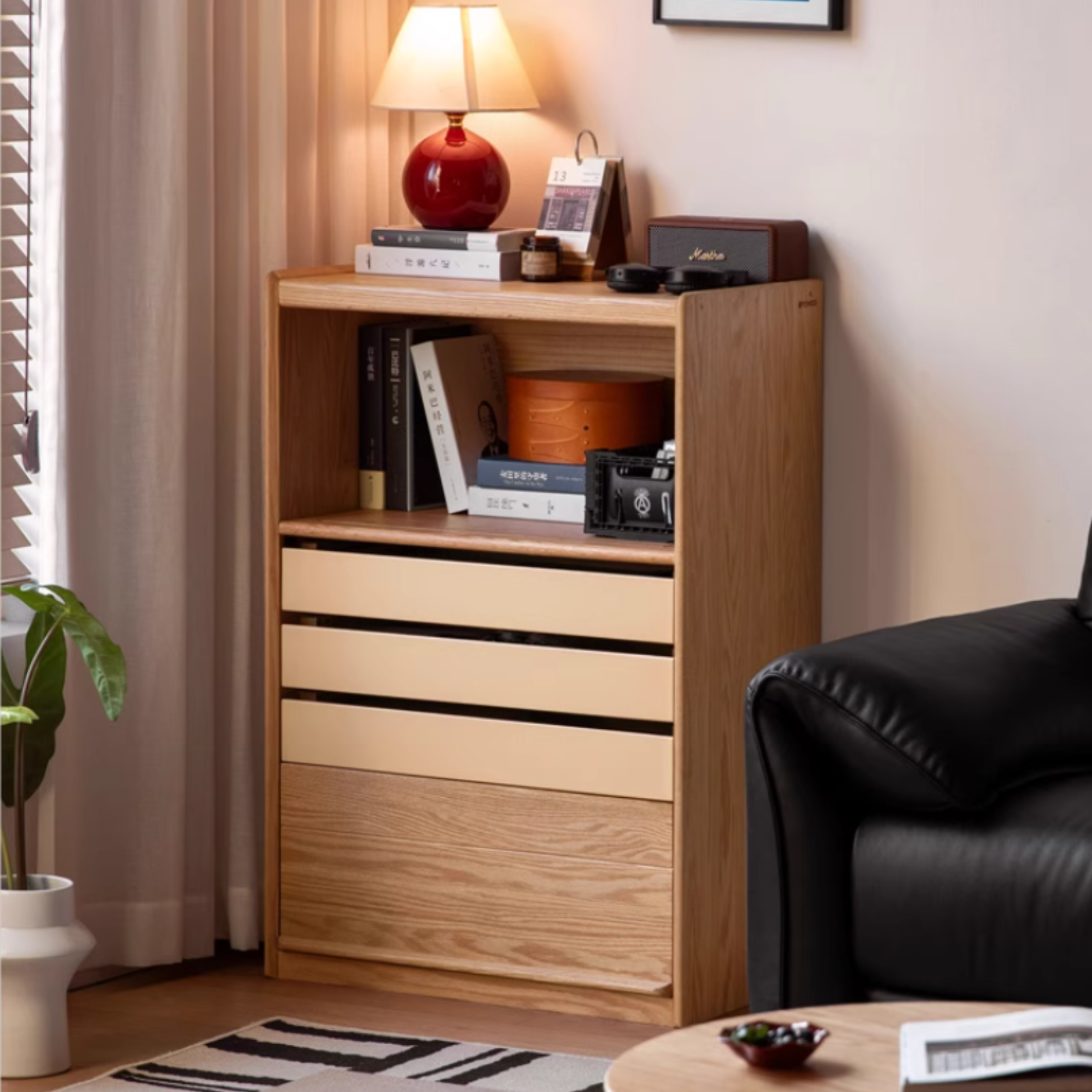 Oak Solid Wood Vintage Style Side Cabinet.