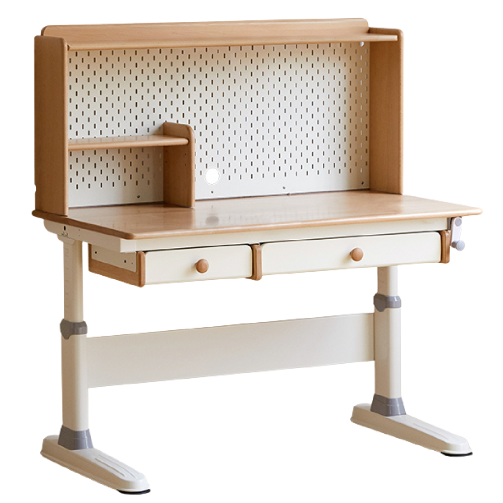 Beech Solid Wood Height Adjustable Children's Learning Desk with Eye-Protection Lamp