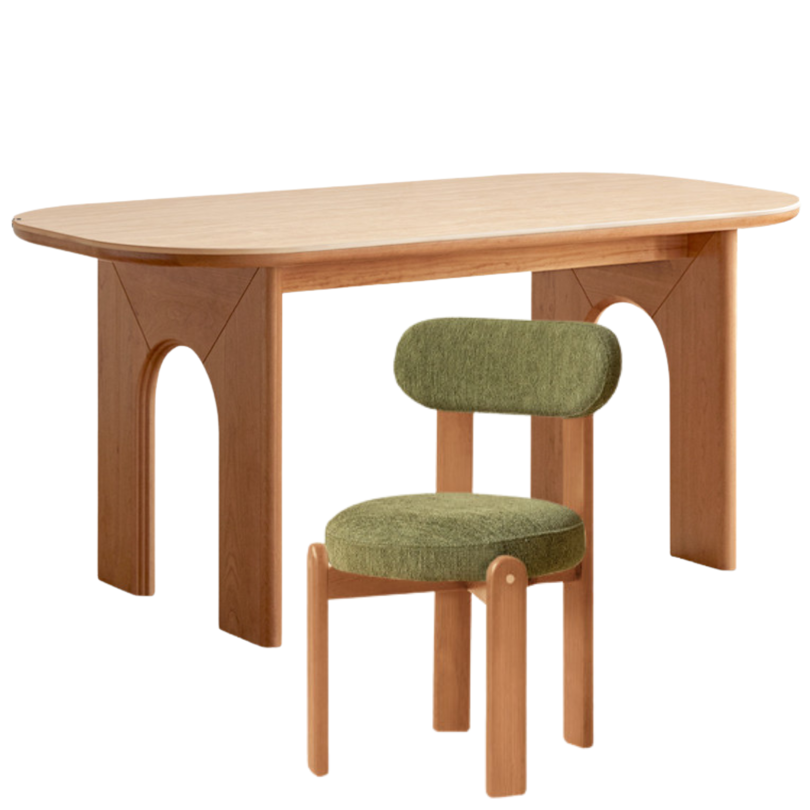 Cherry Solid Wood French Retro Style Slab Dining Table