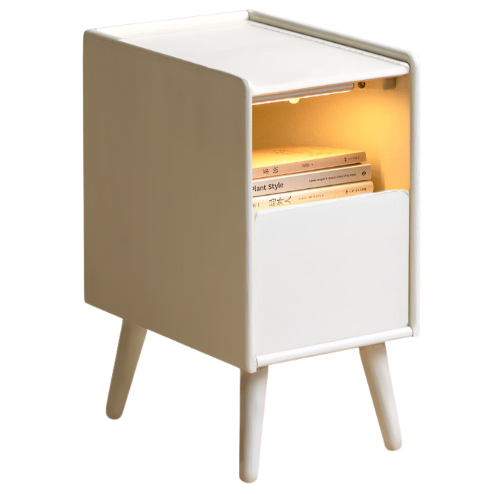 Beech Solid Wood White Cream Style Nightstand