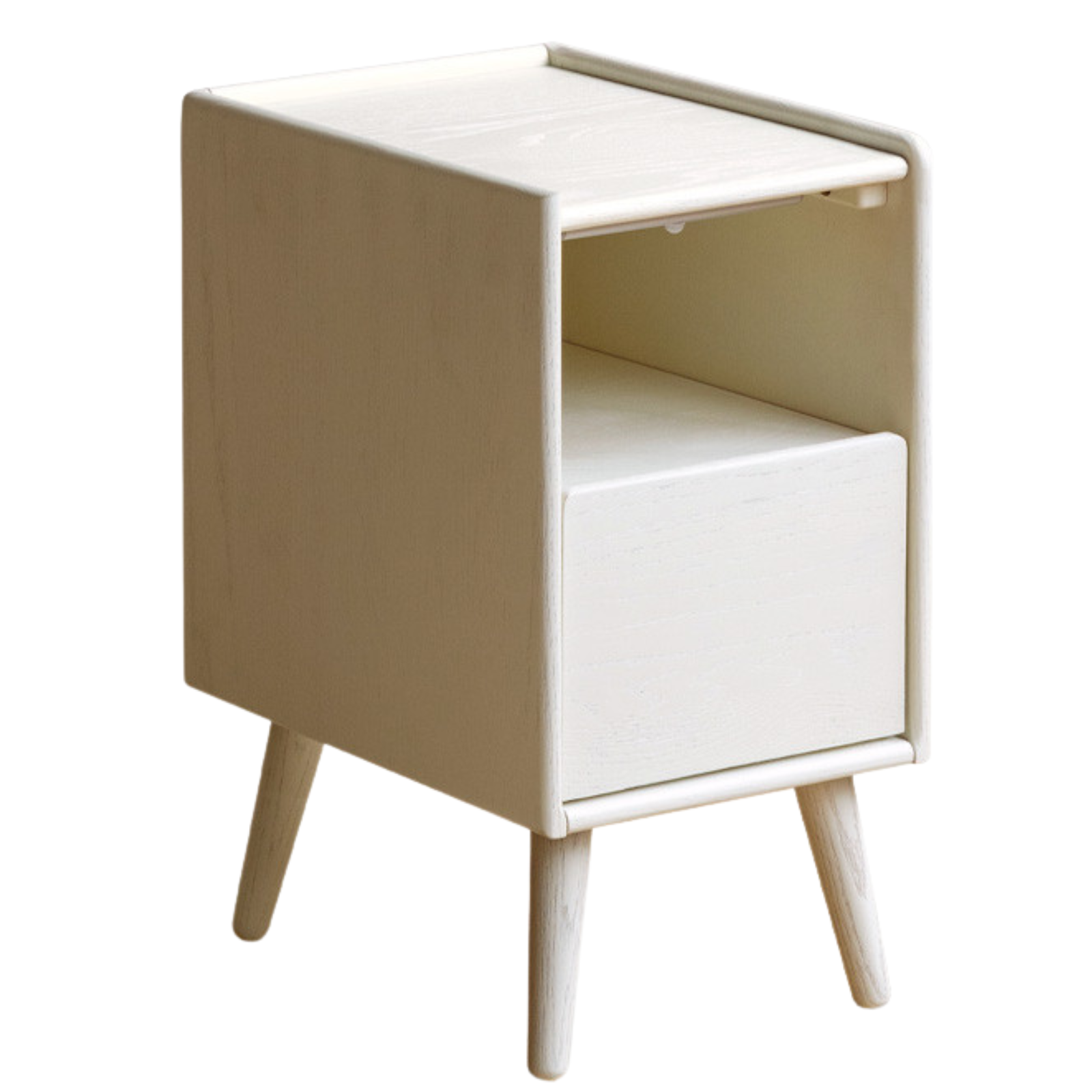 Beech Solid Wood White Cream Style Nightstand
