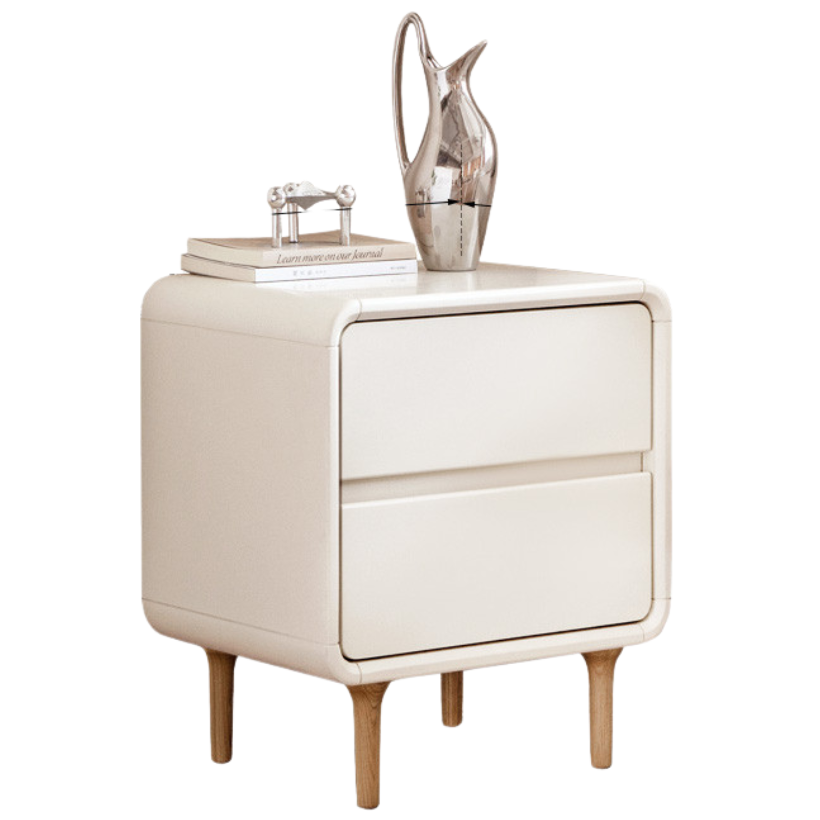 Beech Solid Wood White Cream Style Nightstand