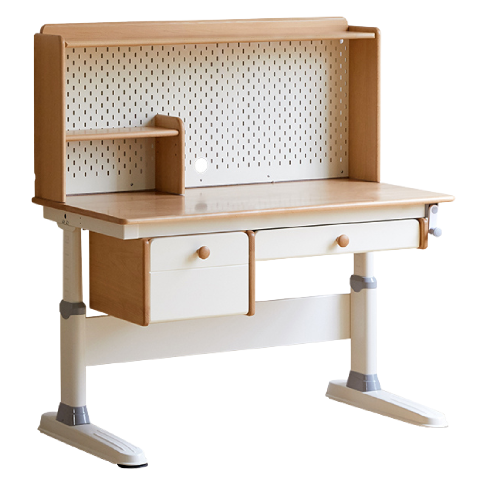 Beech Solid Wood Height Adjustable Children's Learning Desk with Eye-Protection Lamp
