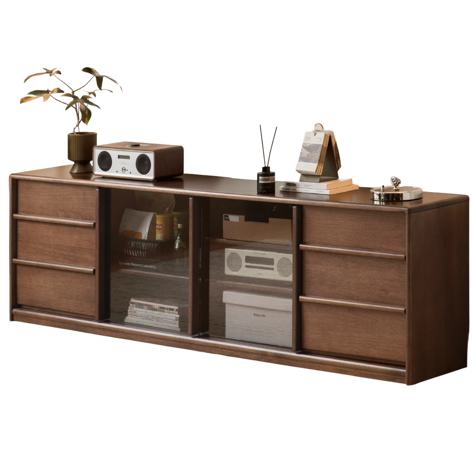 Golden Sandalwood Solid Wood TV Cabinet