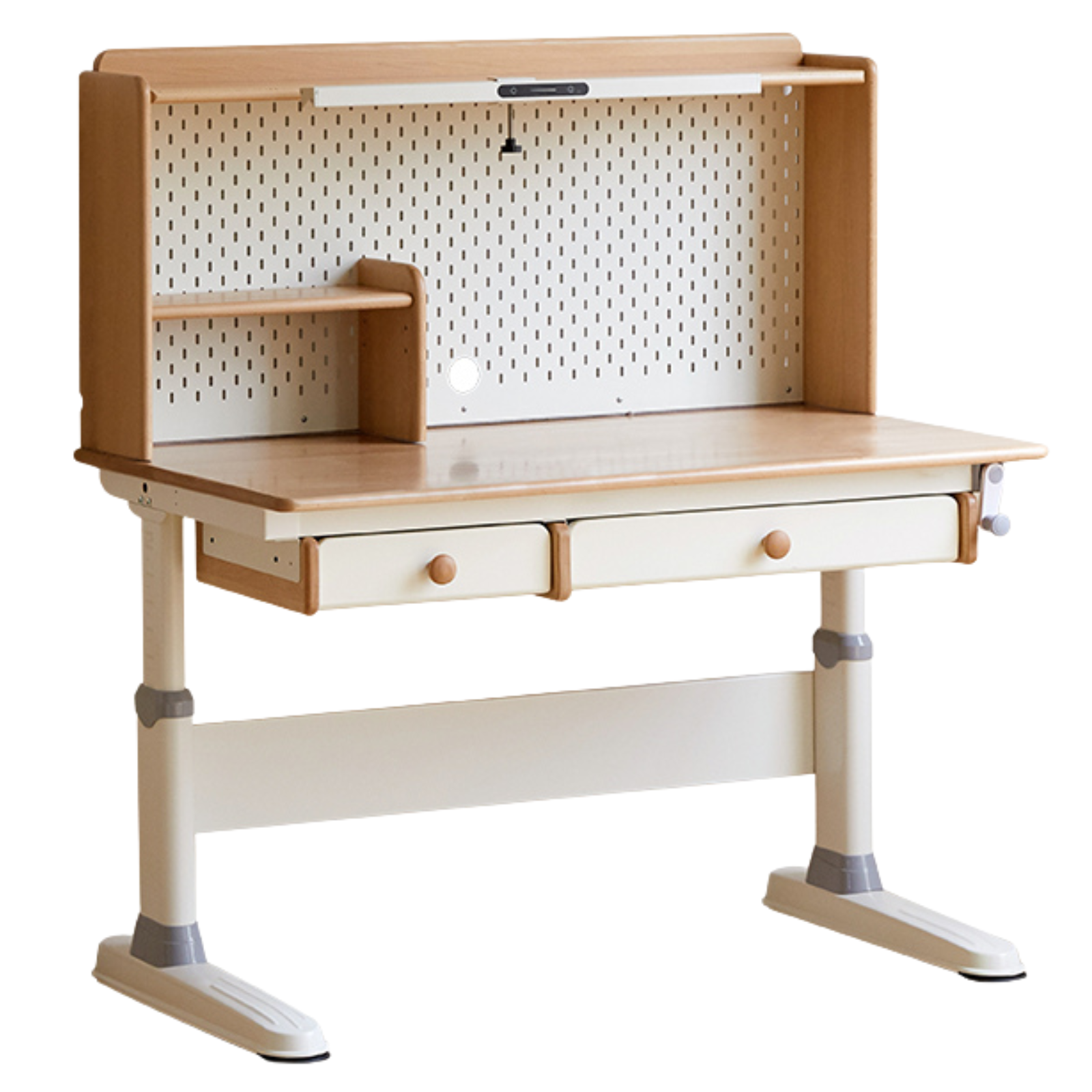 Beech Solid Wood Height Adjustable Children's Learning Desk with Eye-Protection Lamp