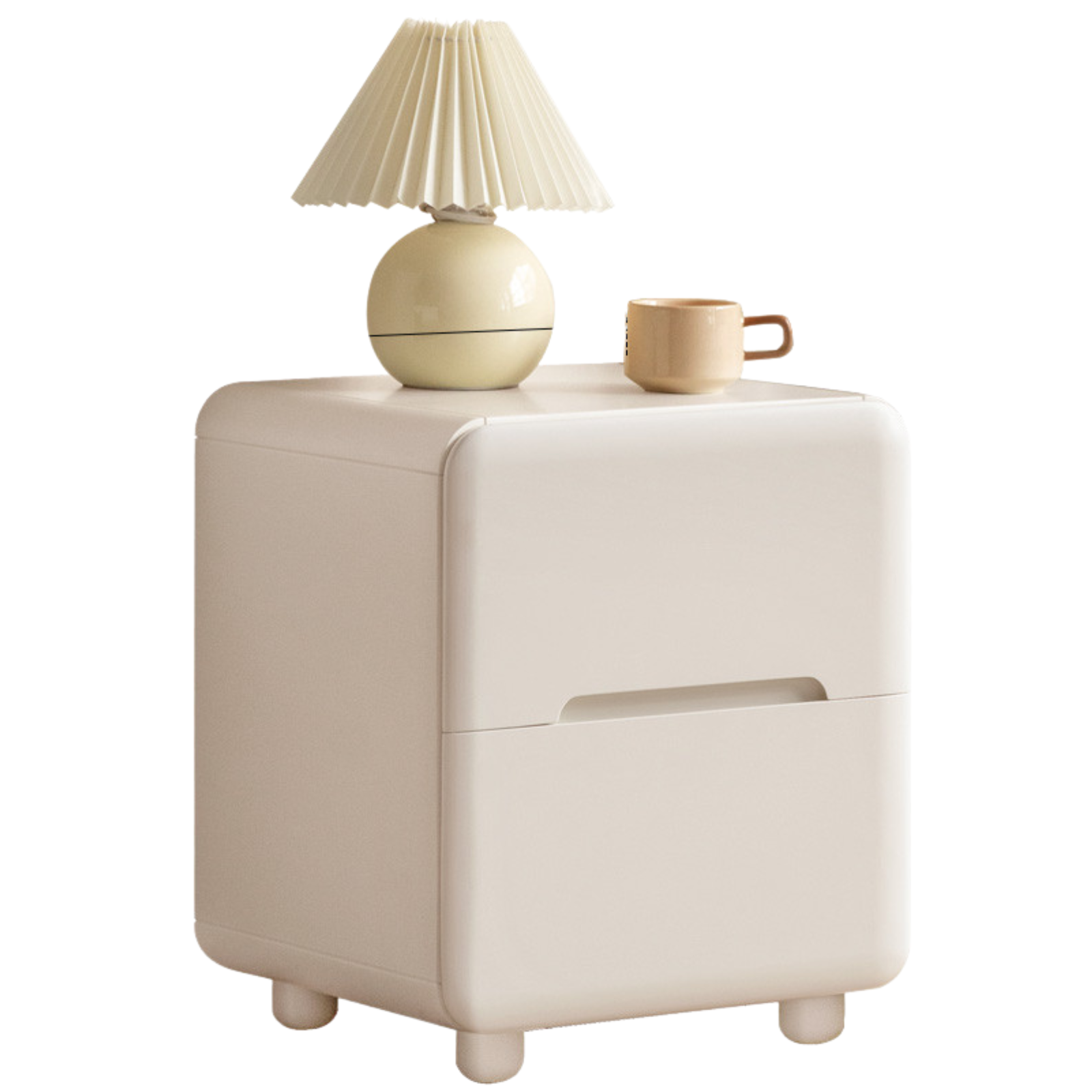 Beech Solid Wood White Cream Style Nightstand