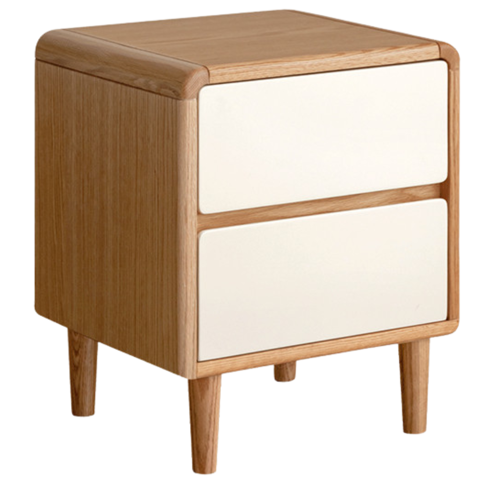 Beech Solid Wood White Cream Style Nightstand