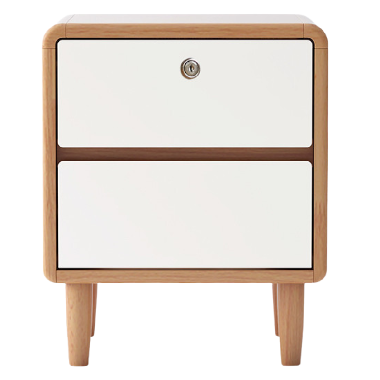 Beech Solid Wood White Cream Style Nightstand