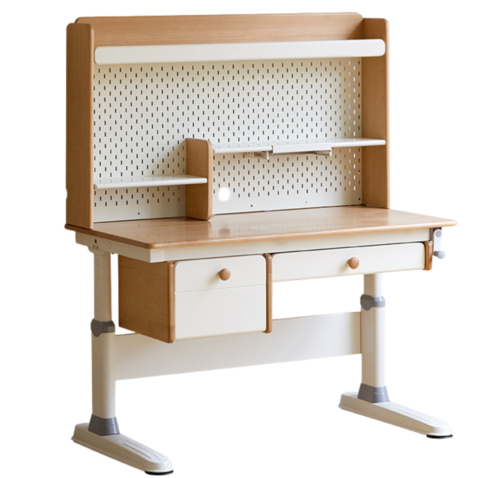 Beech Solid Wood Height Adjustable Children's Learning Desk with Eye-Protection Lamp