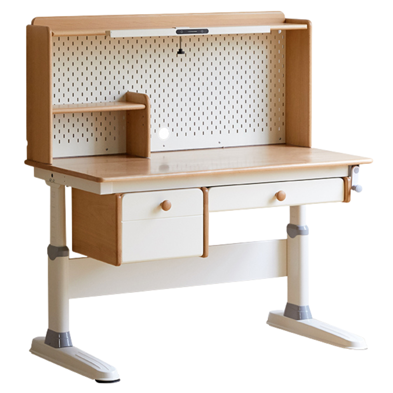 Beech Solid Wood Height Adjustable Children's Learning Desk with Eye-Protection Lamp